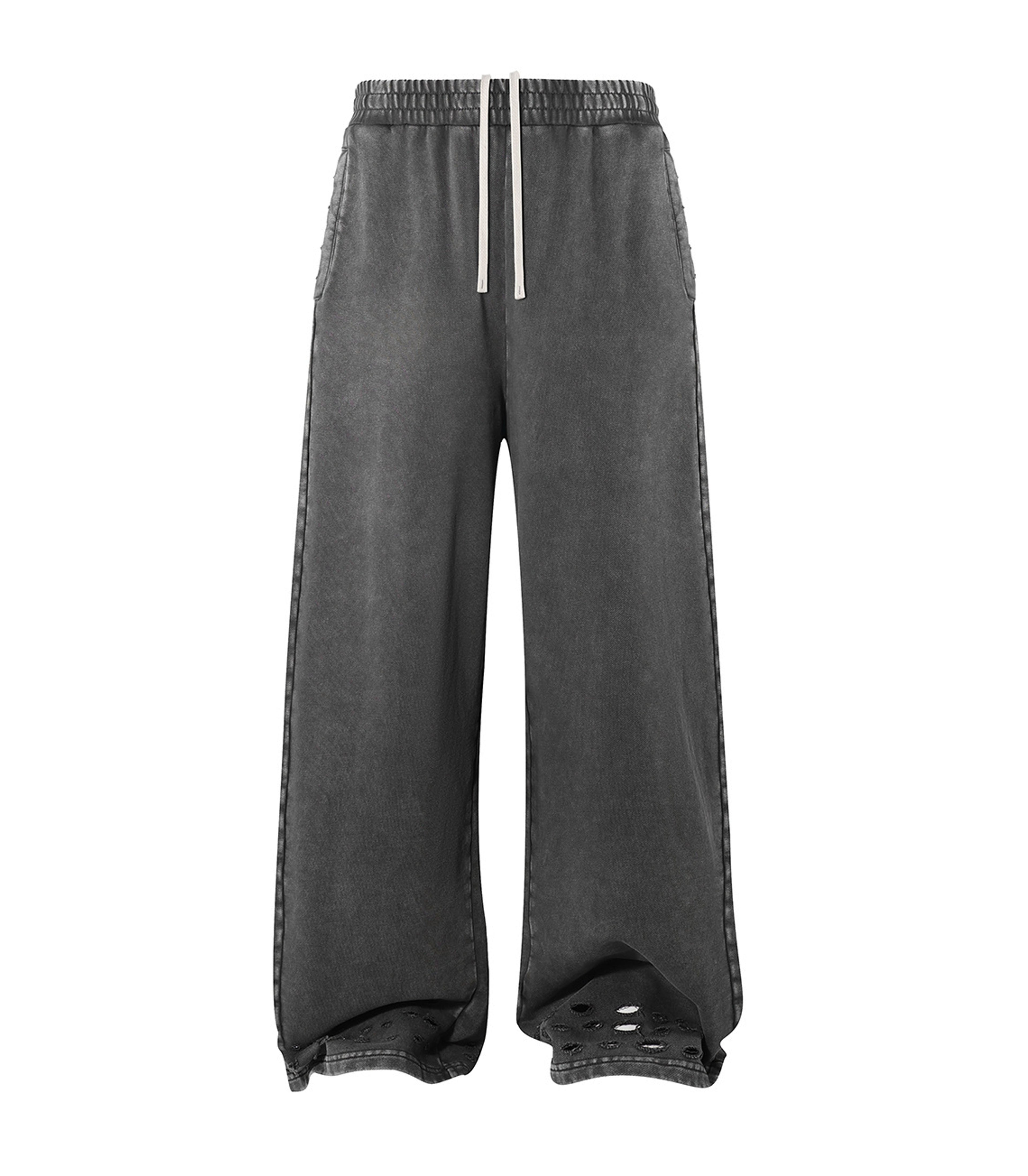 CHARCOAL DISTRESSED SWEATPANTS