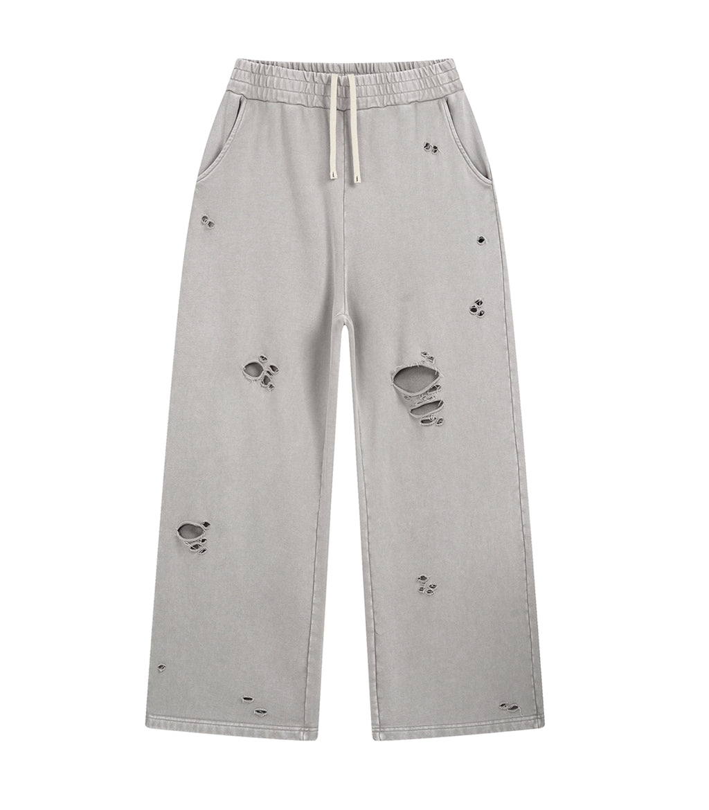 GREY DESTROYED SWEATPANTS