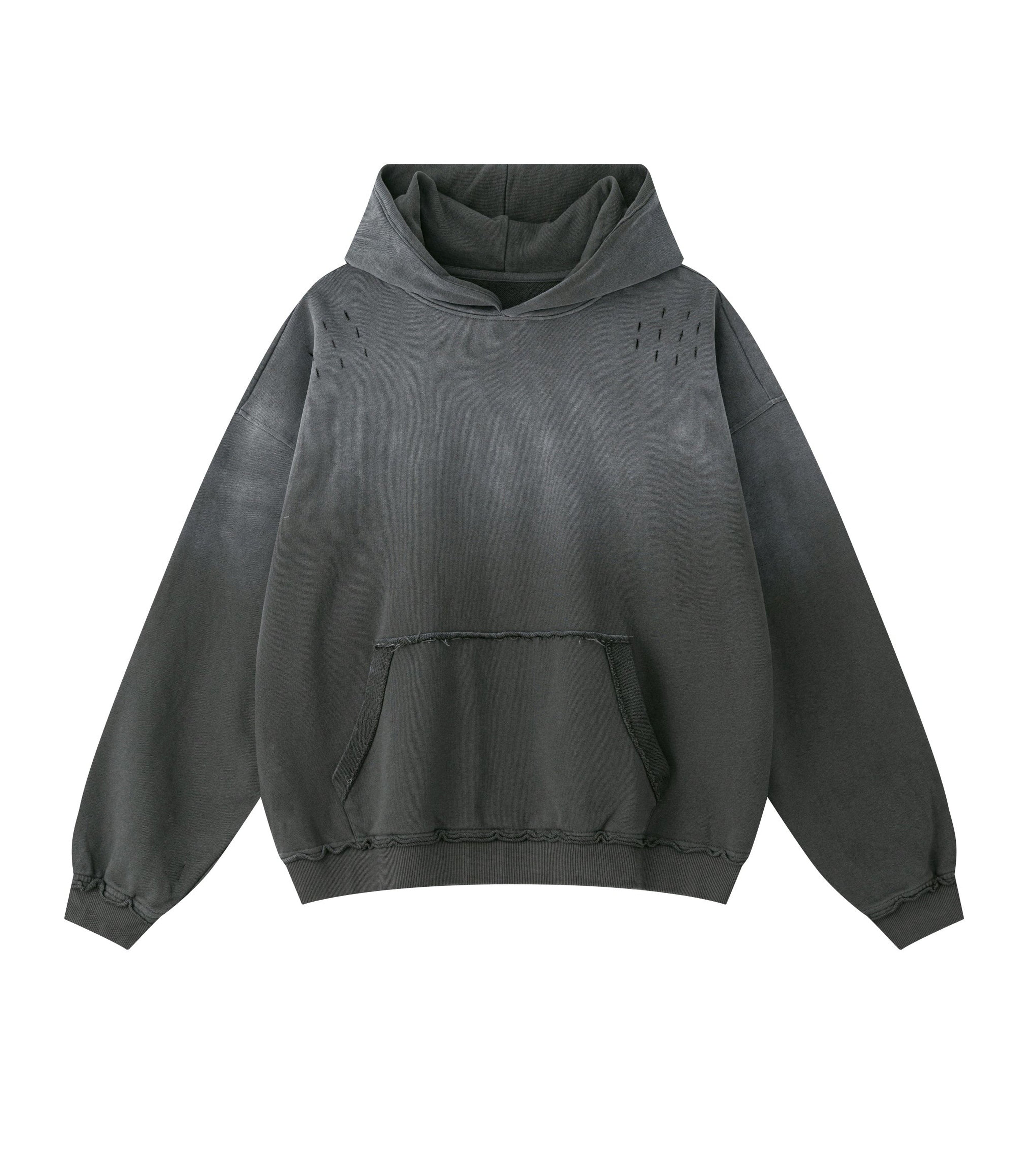 GREY DISTRESSED HOODIE