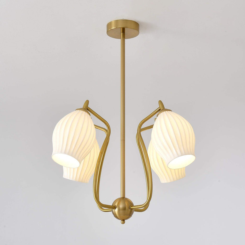 Ceramic Ribbed Chandelier