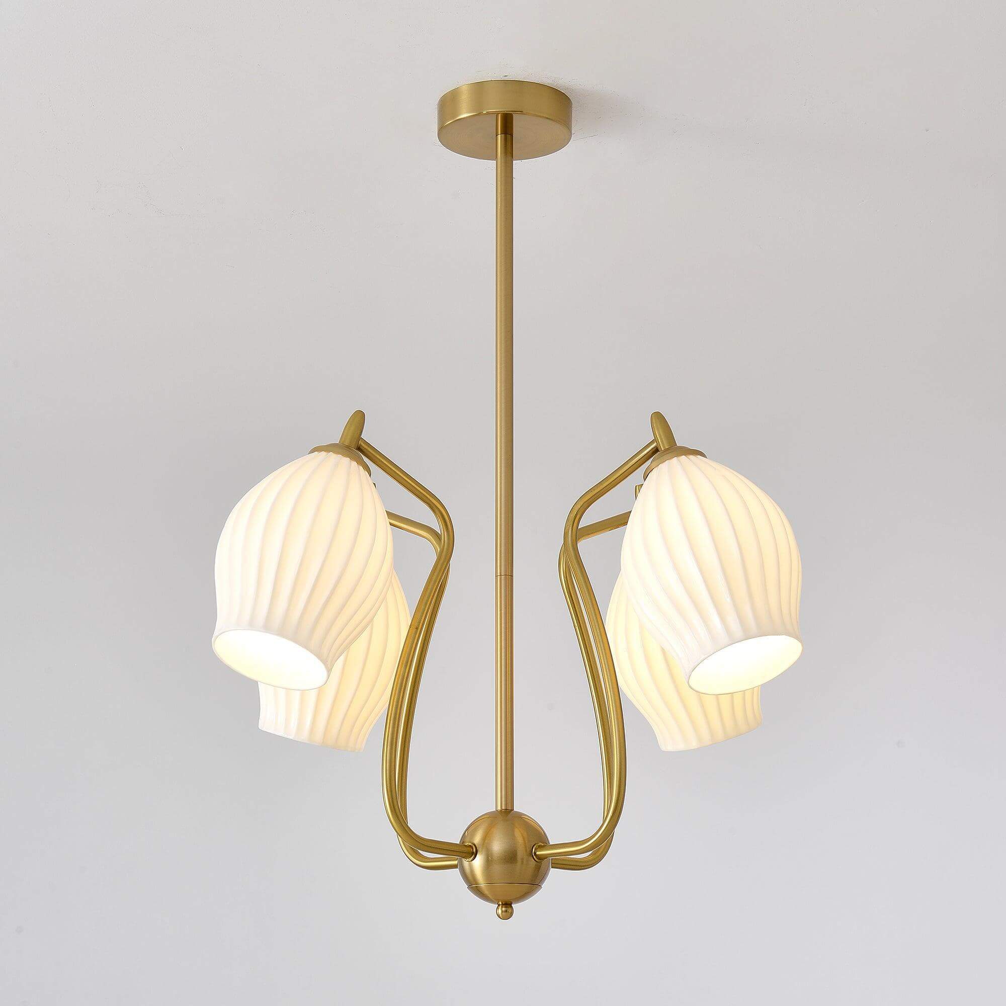 Ceramic Ribbed Chandelier