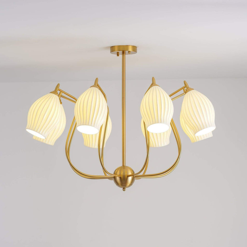Ceramic Ribbed Chandelier