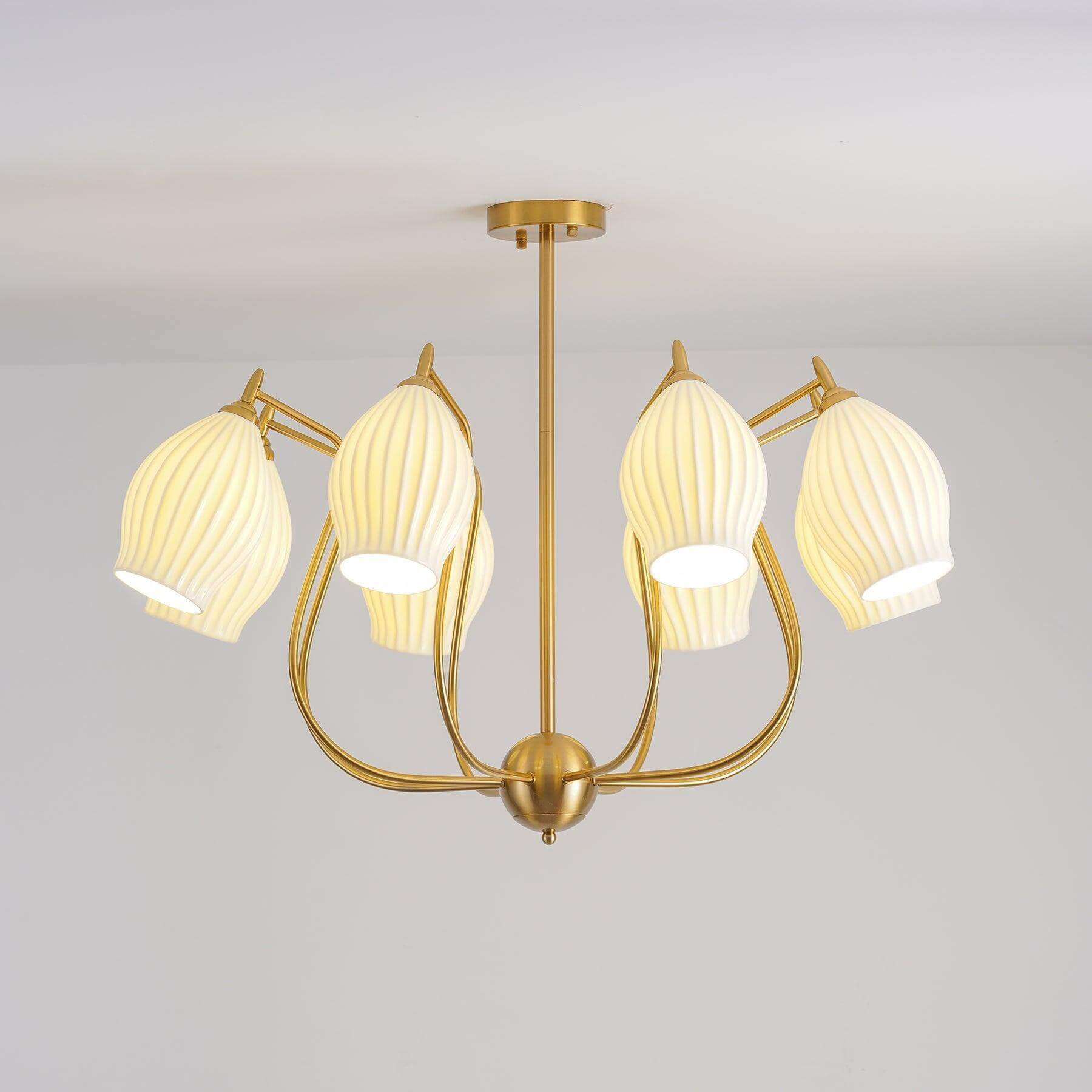 Ceramic Ribbed Chandelier