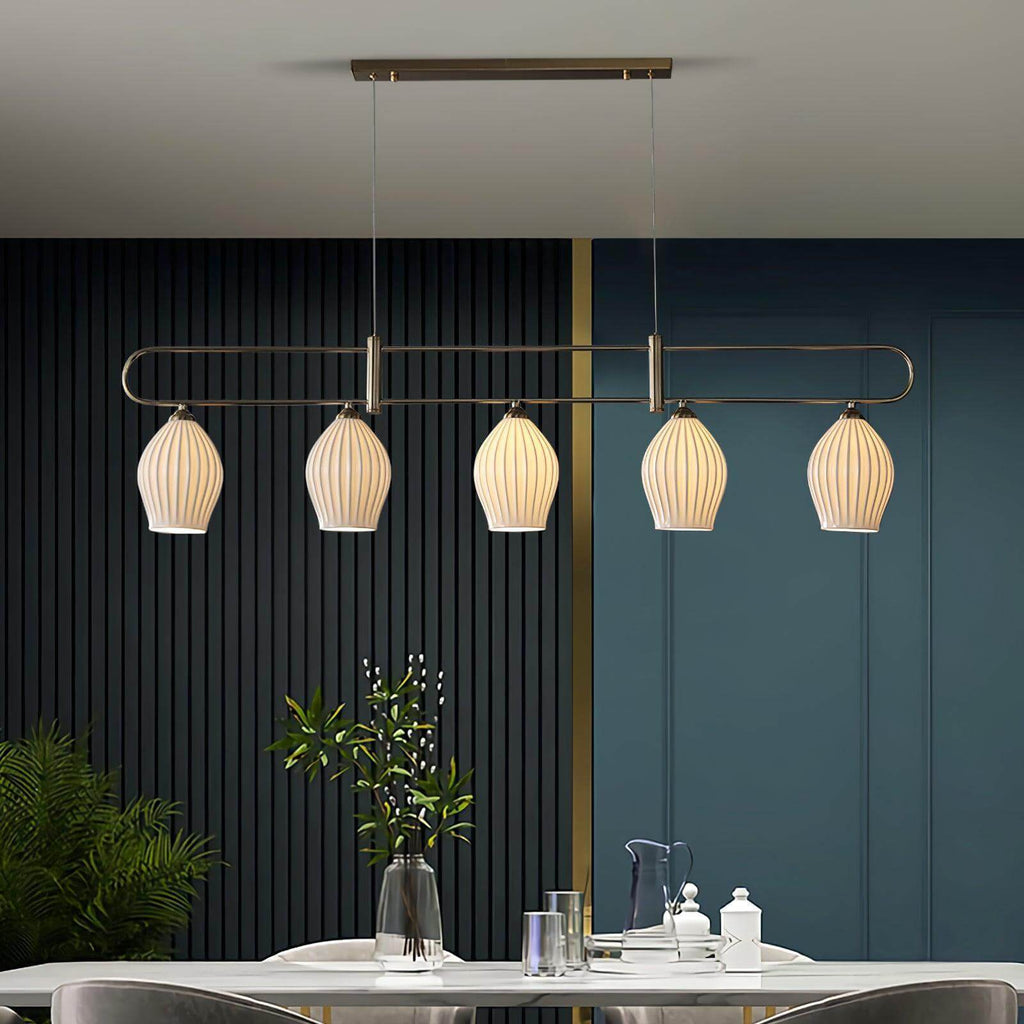 Ceramic Ribbed Linear Pendant Light
