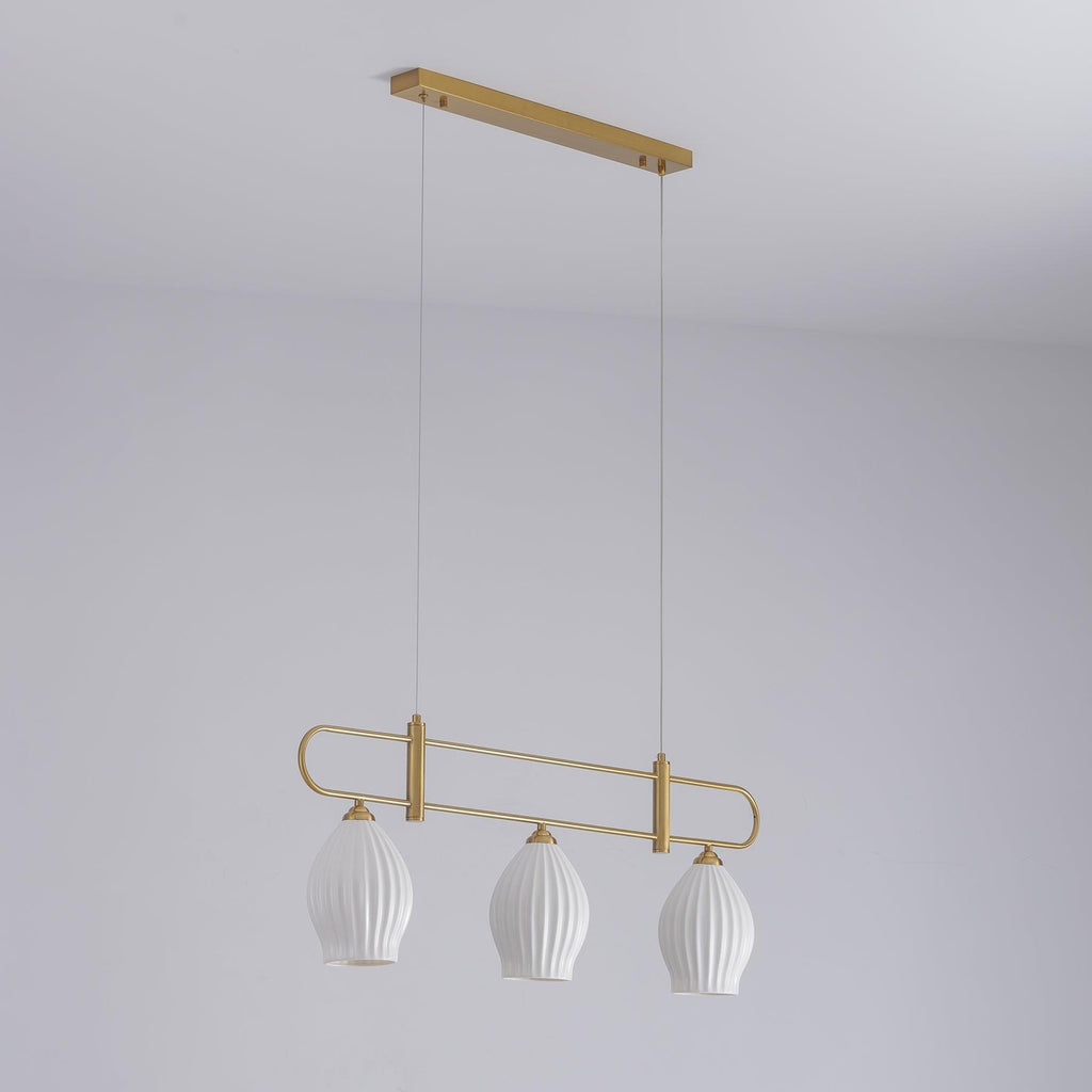 Ceramic Ribbed Linear Pendant Light