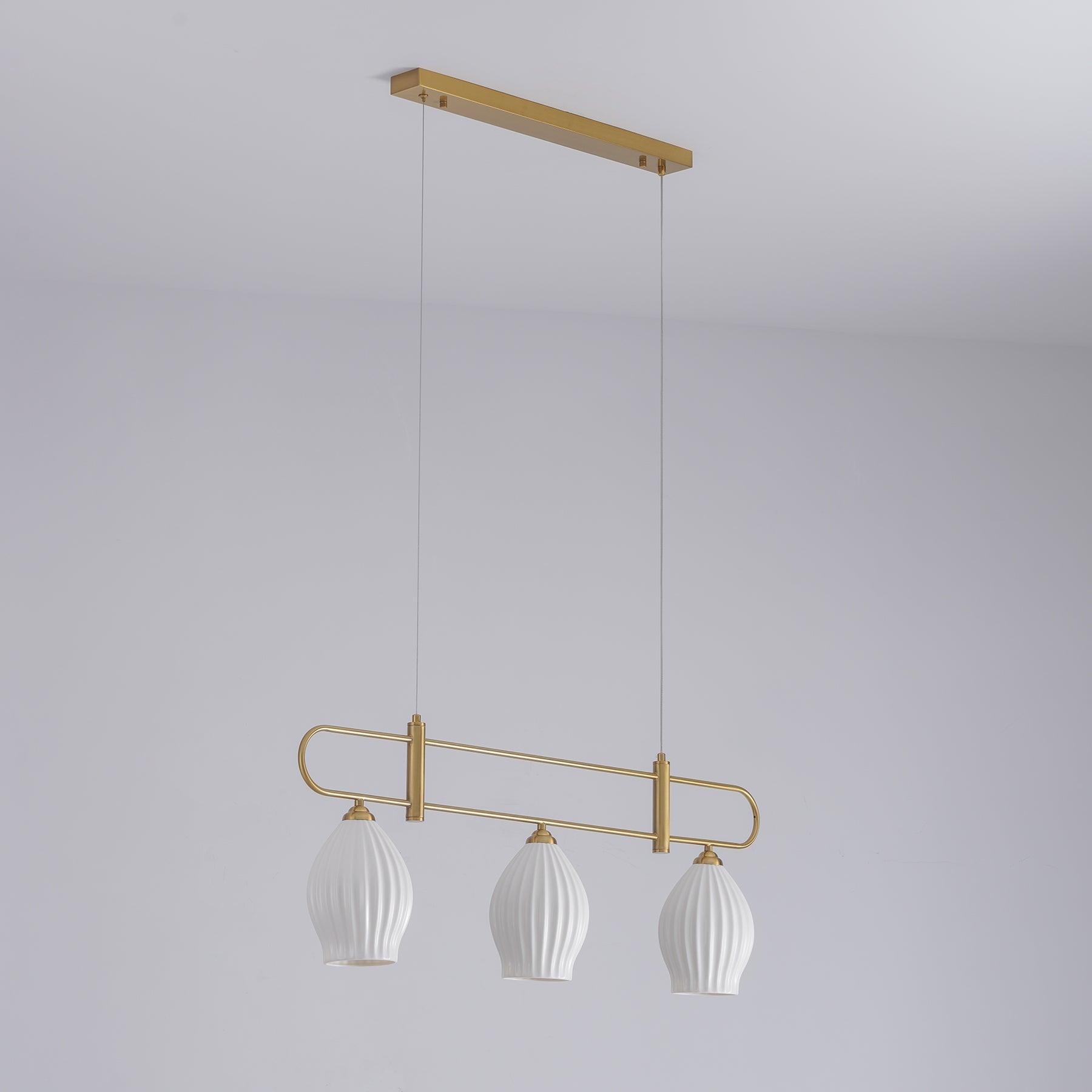Ceramic Ribbed Linear Pendant Light