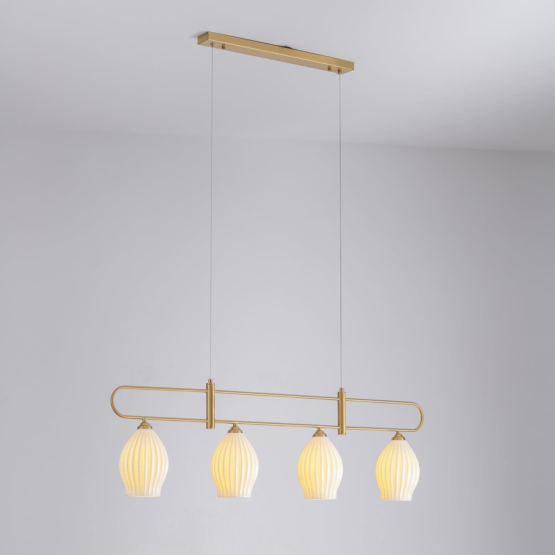 Ceramic Ribbed Linear Pendant Light