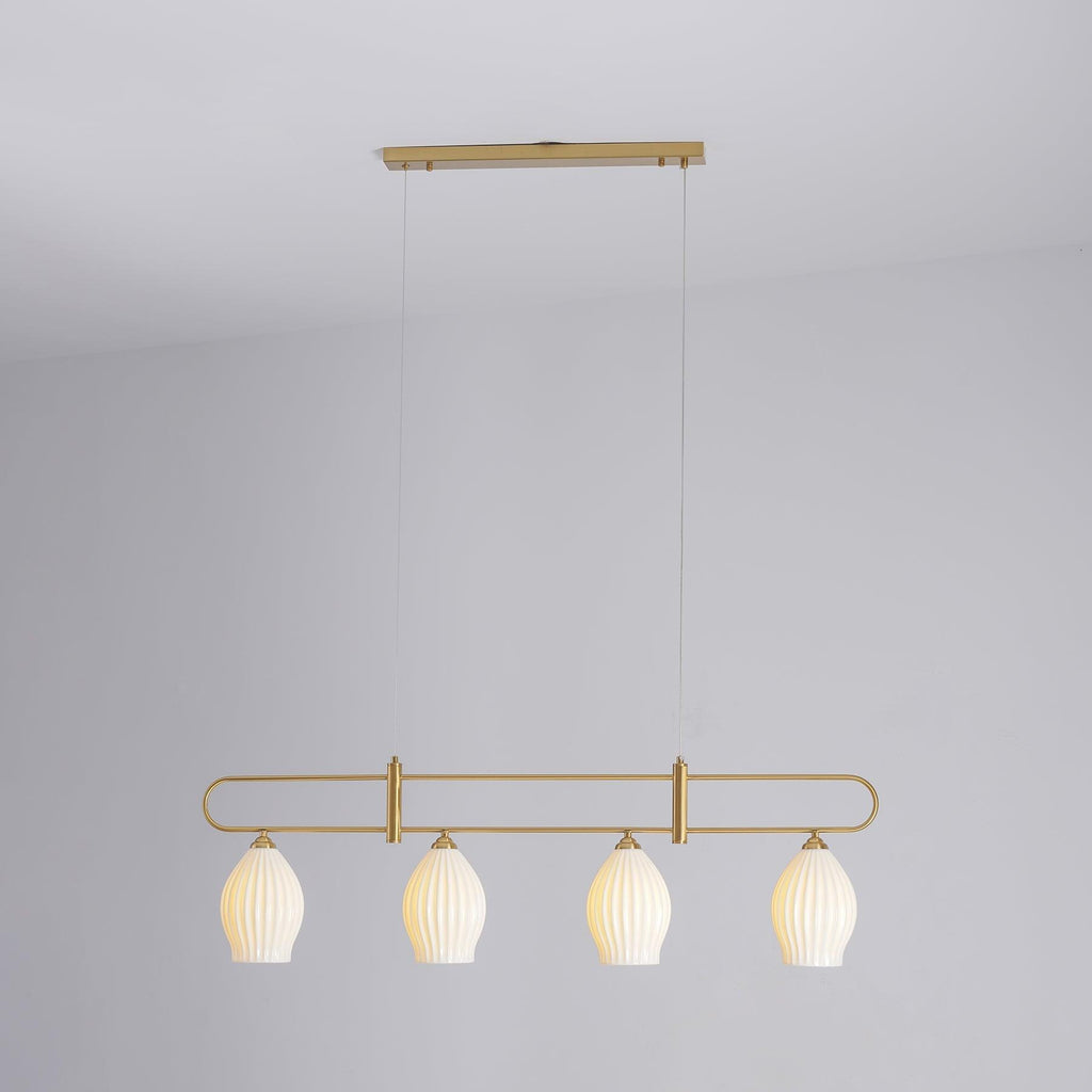 Ceramic Ribbed Linear Pendant Light