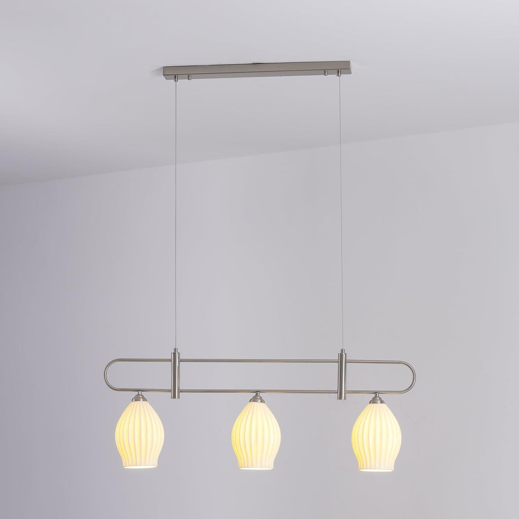 Ceramic Ribbed Linear Pendant Light