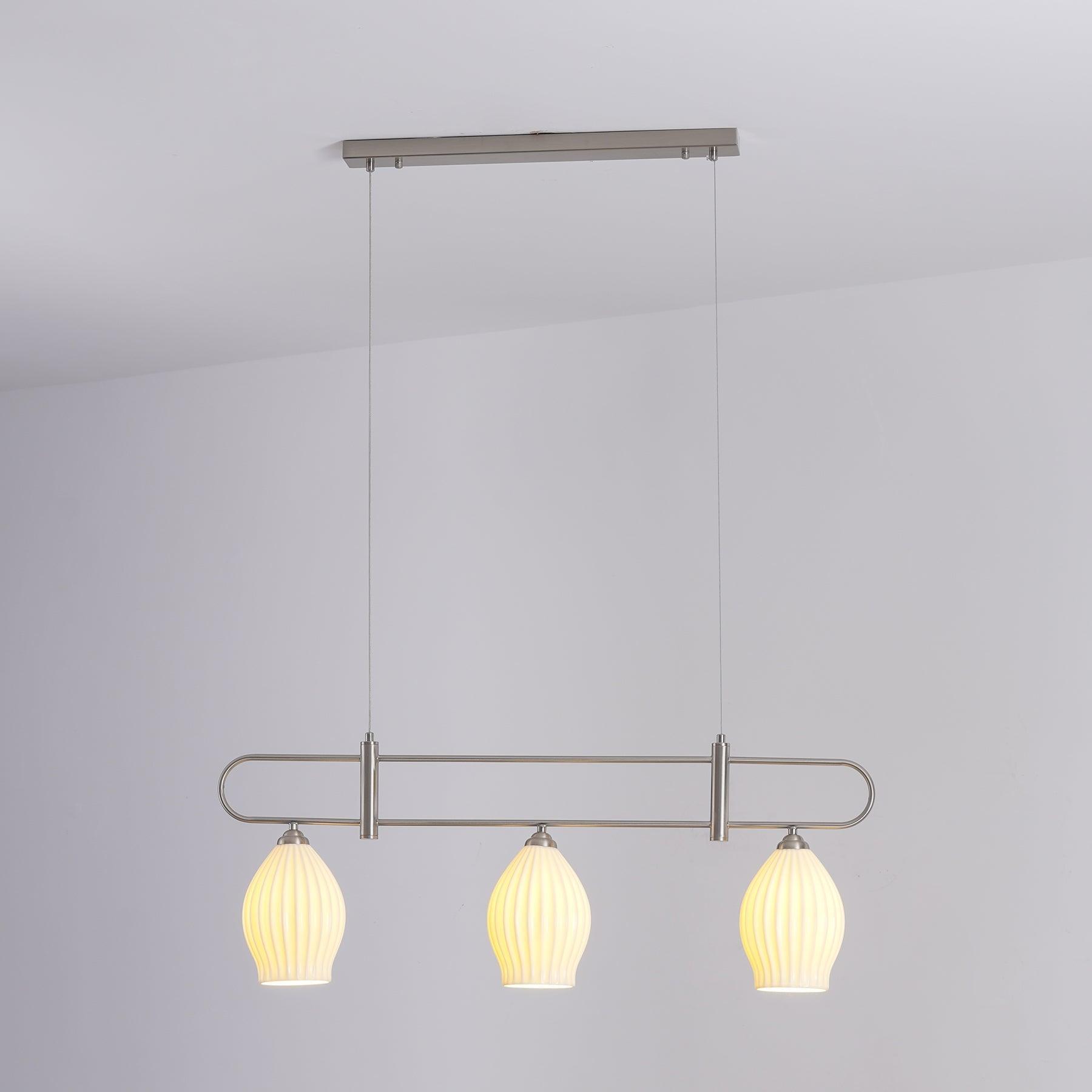 Ceramic Ribbed Linear Pendant Light
