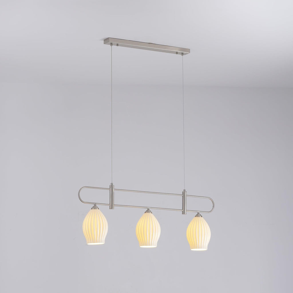 Ceramic Ribbed Linear Pendant Light