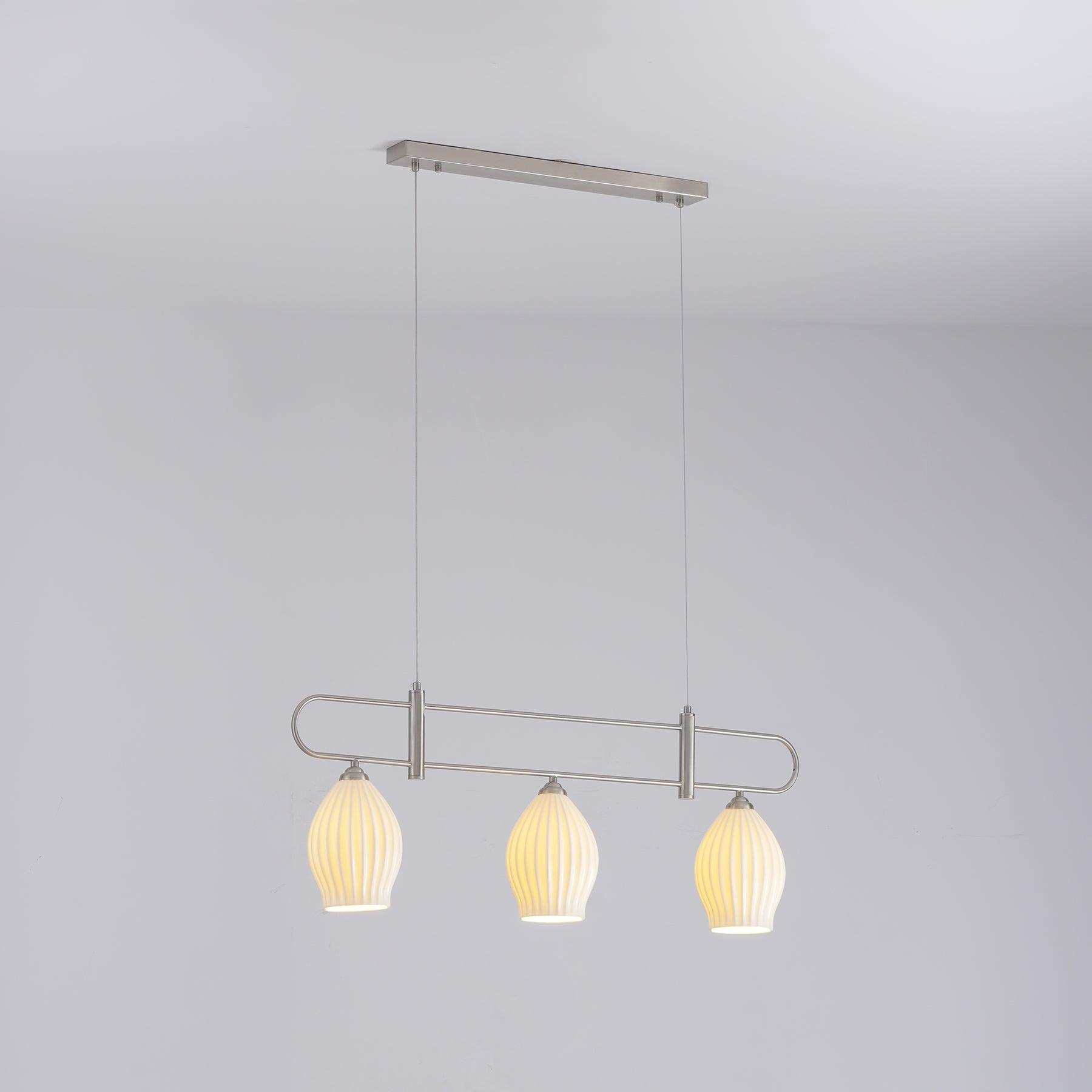 Ceramic Ribbed Linear Pendant Light