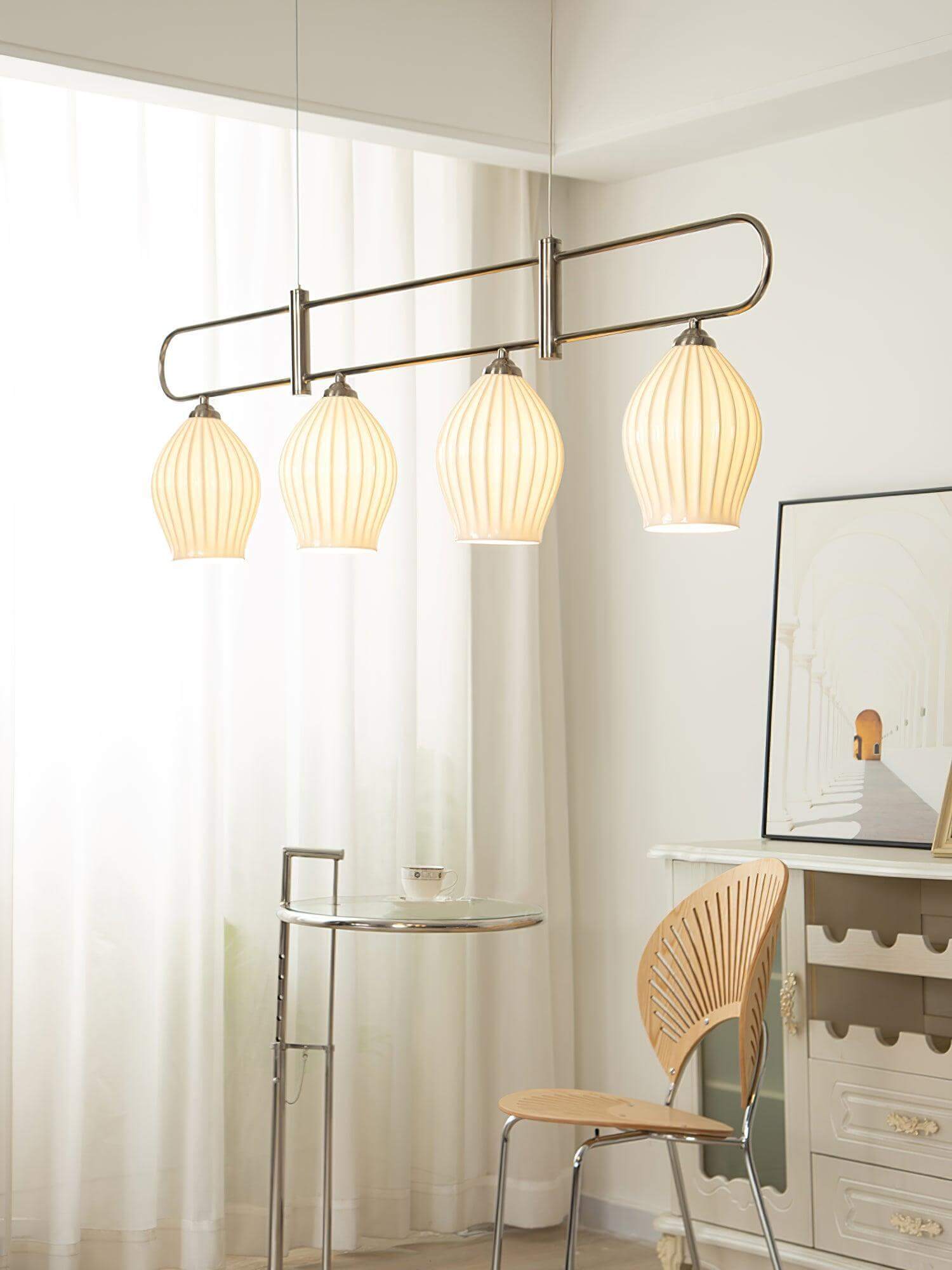 Ceramic Ribbed Linear Pendant Light