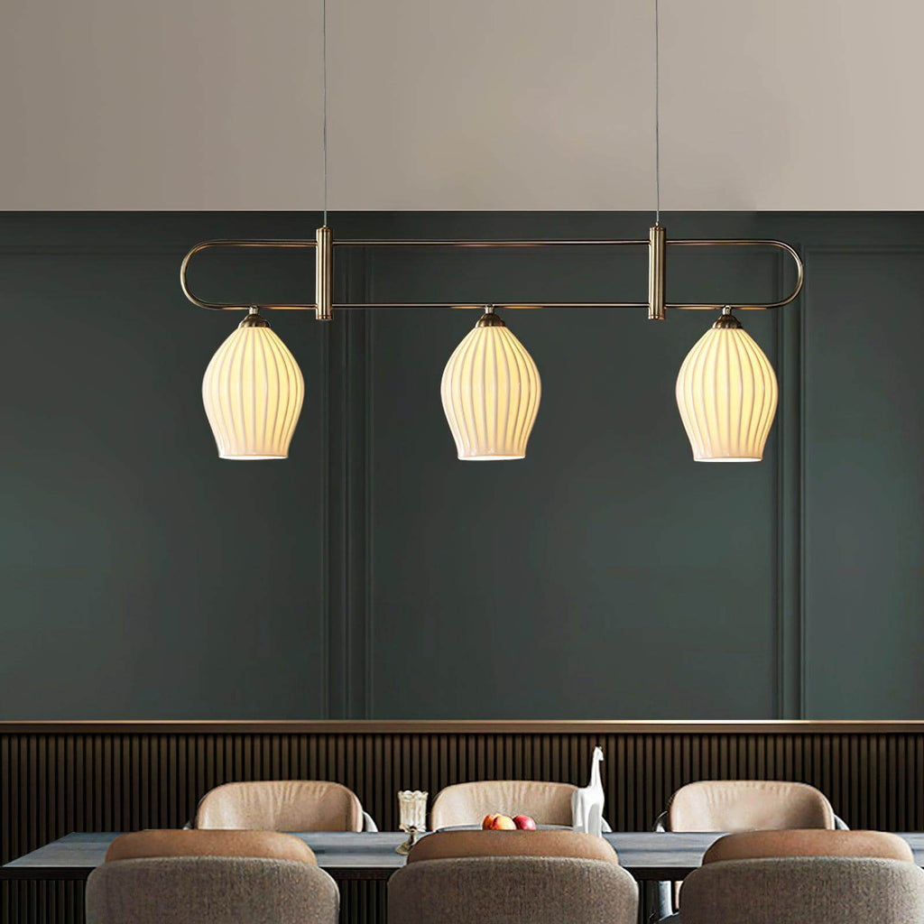 Ceramic Ribbed Linear Pendant Light