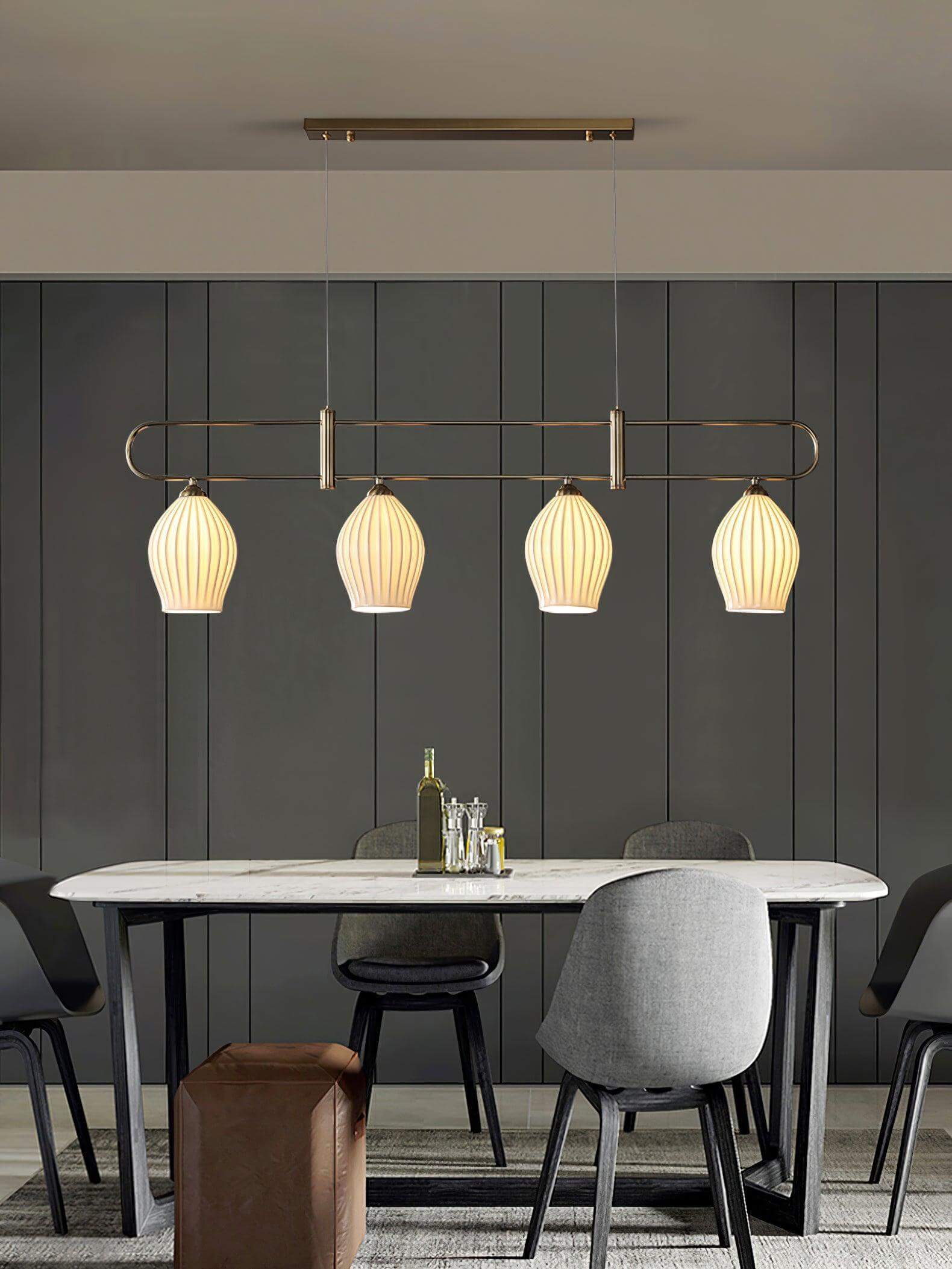 Ceramic Ribbed Linear Pendant Light