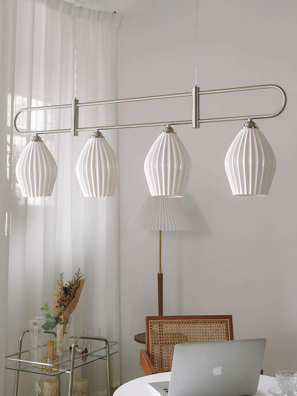 Ceramic Ribbed Linear Pendant Light