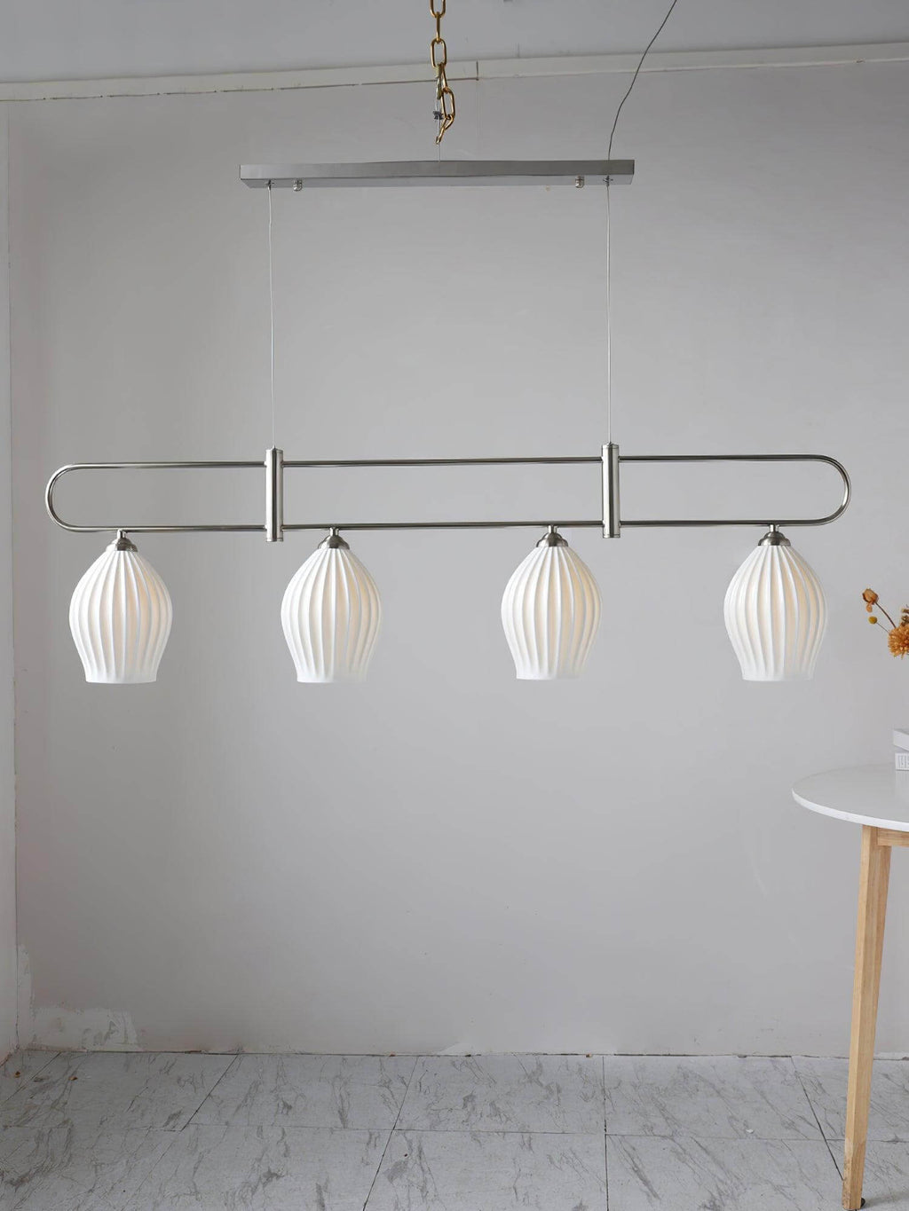 Ceramic Ribbed Linear Pendant Light