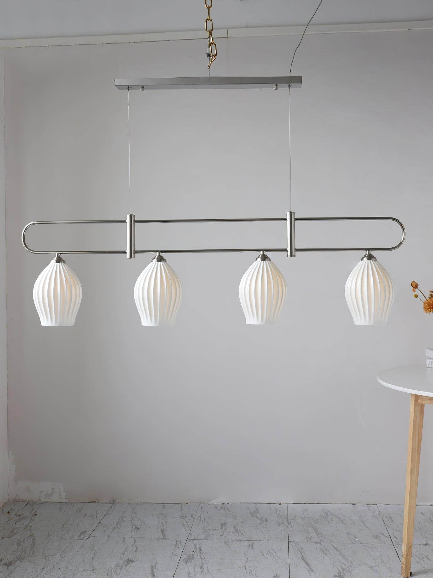 Ceramic Ribbed Linear Pendant Light