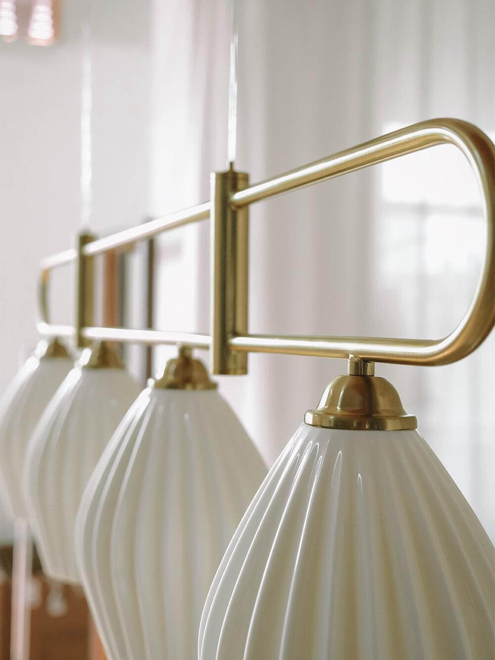 Ceramic Ribbed Linear Pendant Light