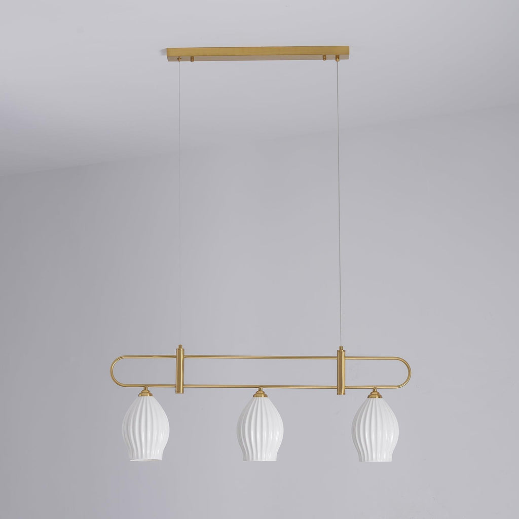 Ceramic Ribbed Linear Pendant Light
