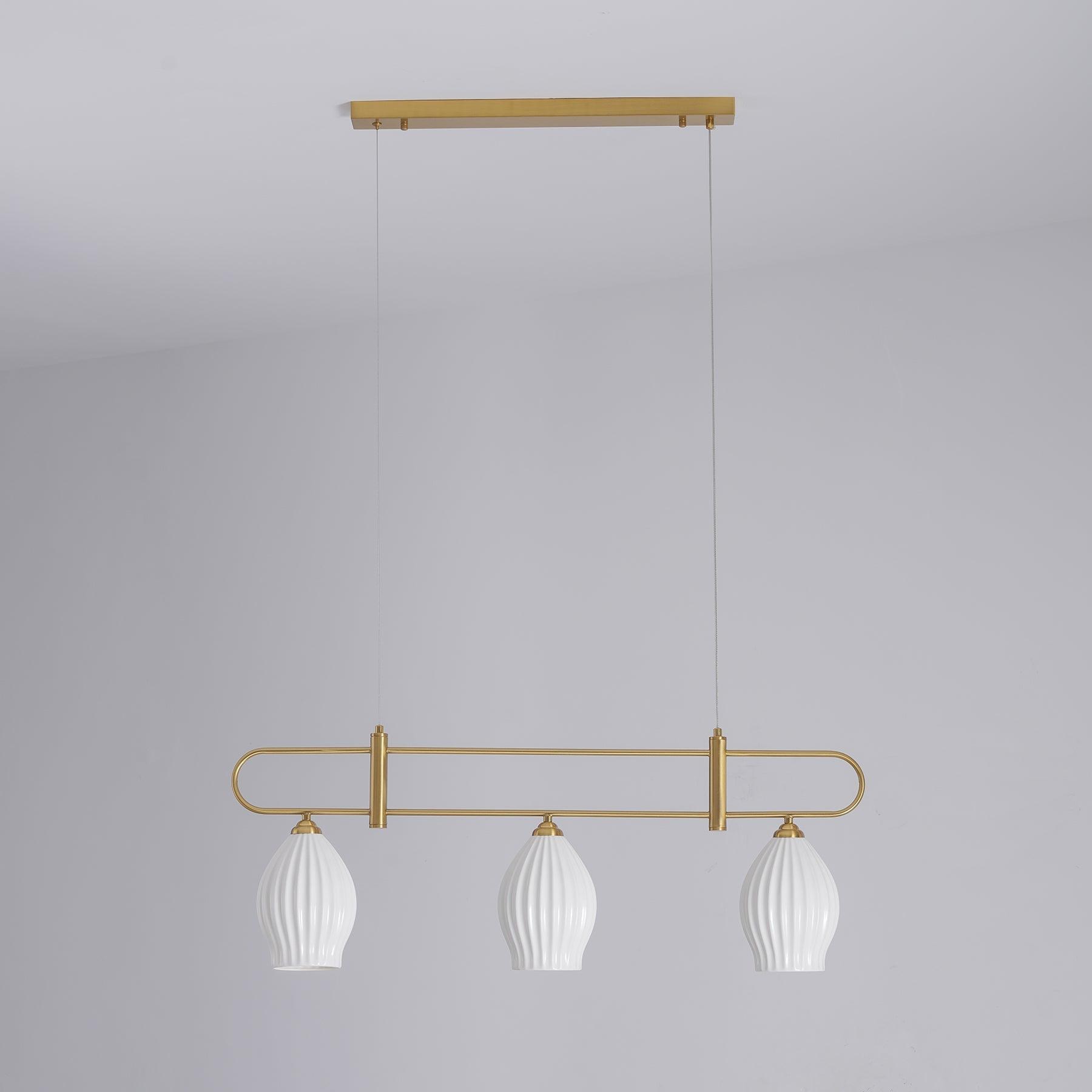 Ceramic Ribbed Linear Pendant Light
