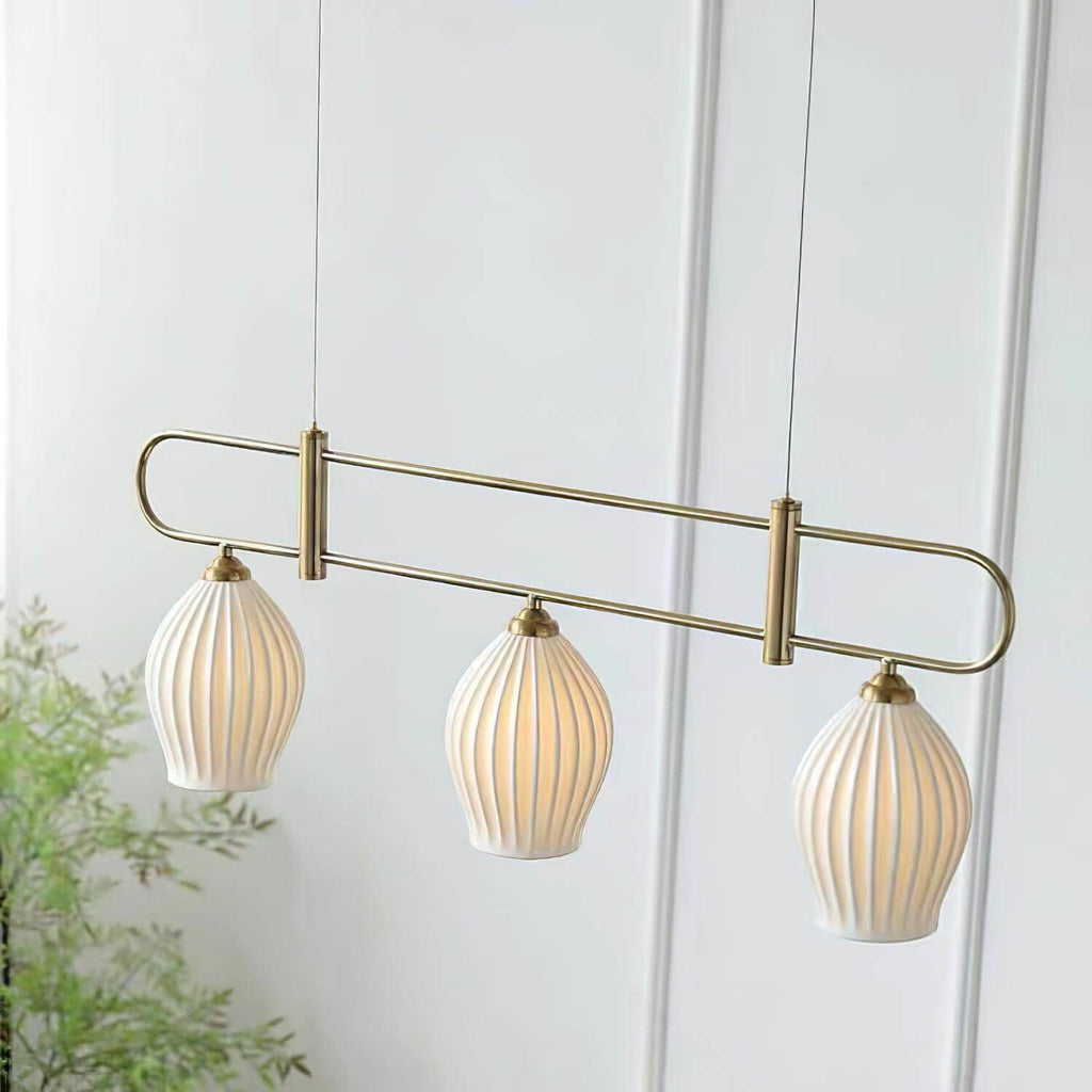 Ceramic Ribbed Linear Pendant Light