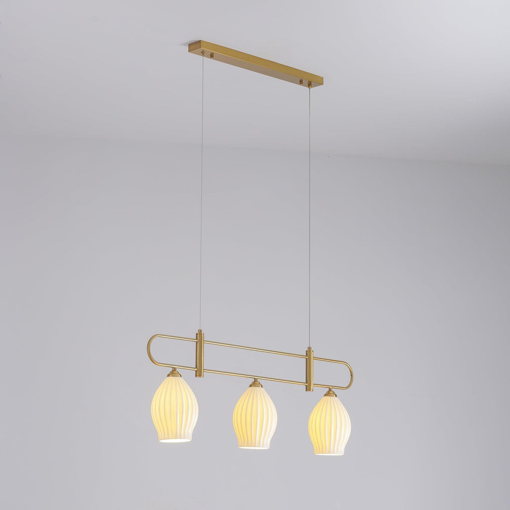 Ceramic Ribbed Linear Pendant Light