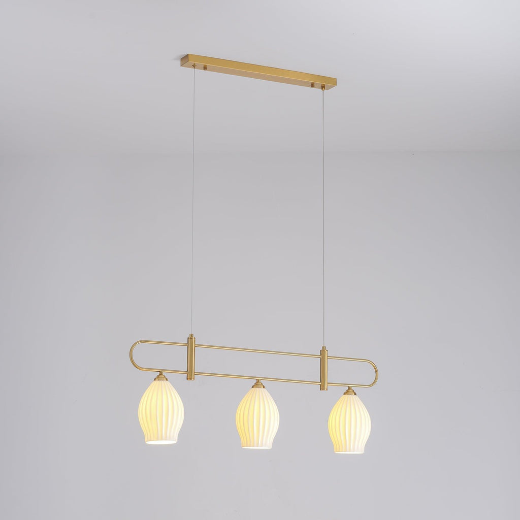 Ceramic Ribbed Linear Pendant Light