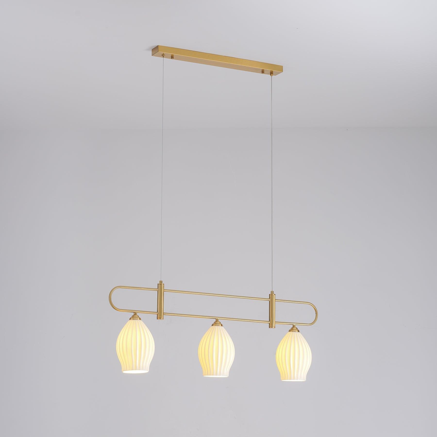 Ceramic Ribbed Linear Pendant Light