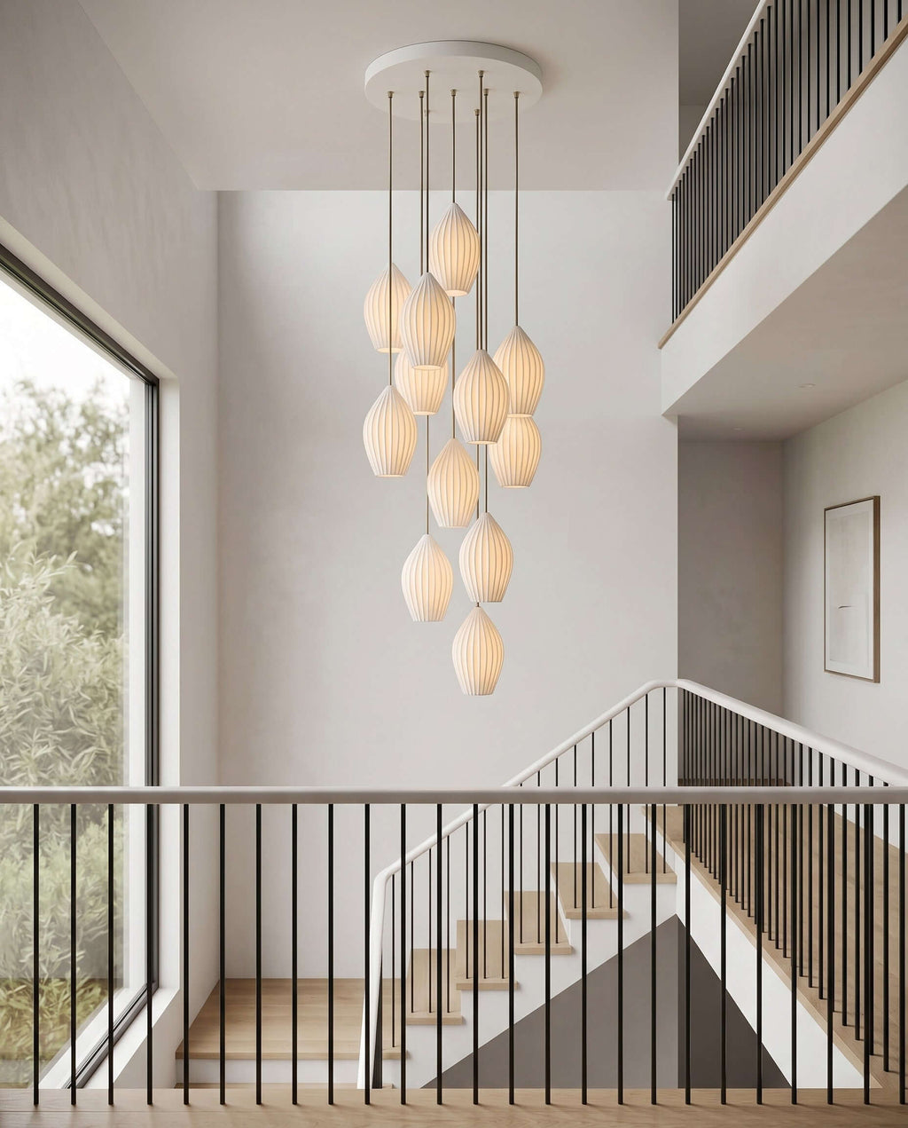 Ceramic Ribbed Pendant light