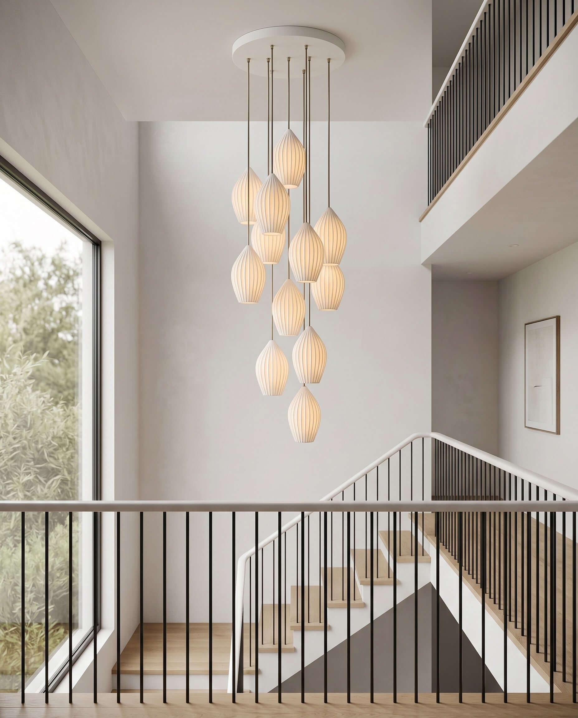 Ceramic Ribbed Pendant light