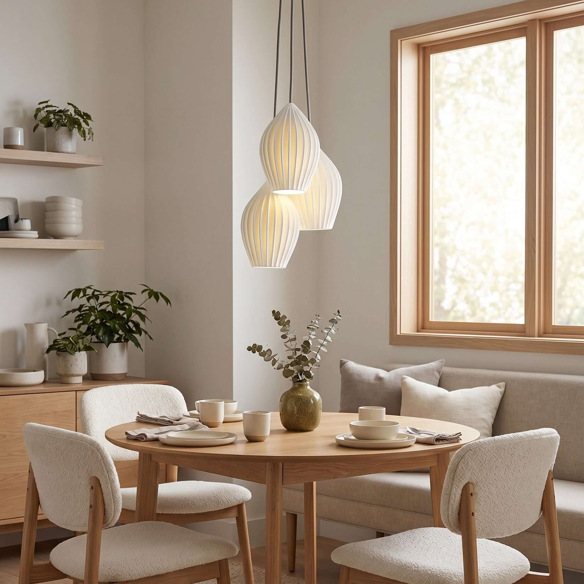 Ceramic Ribbed Pendant light