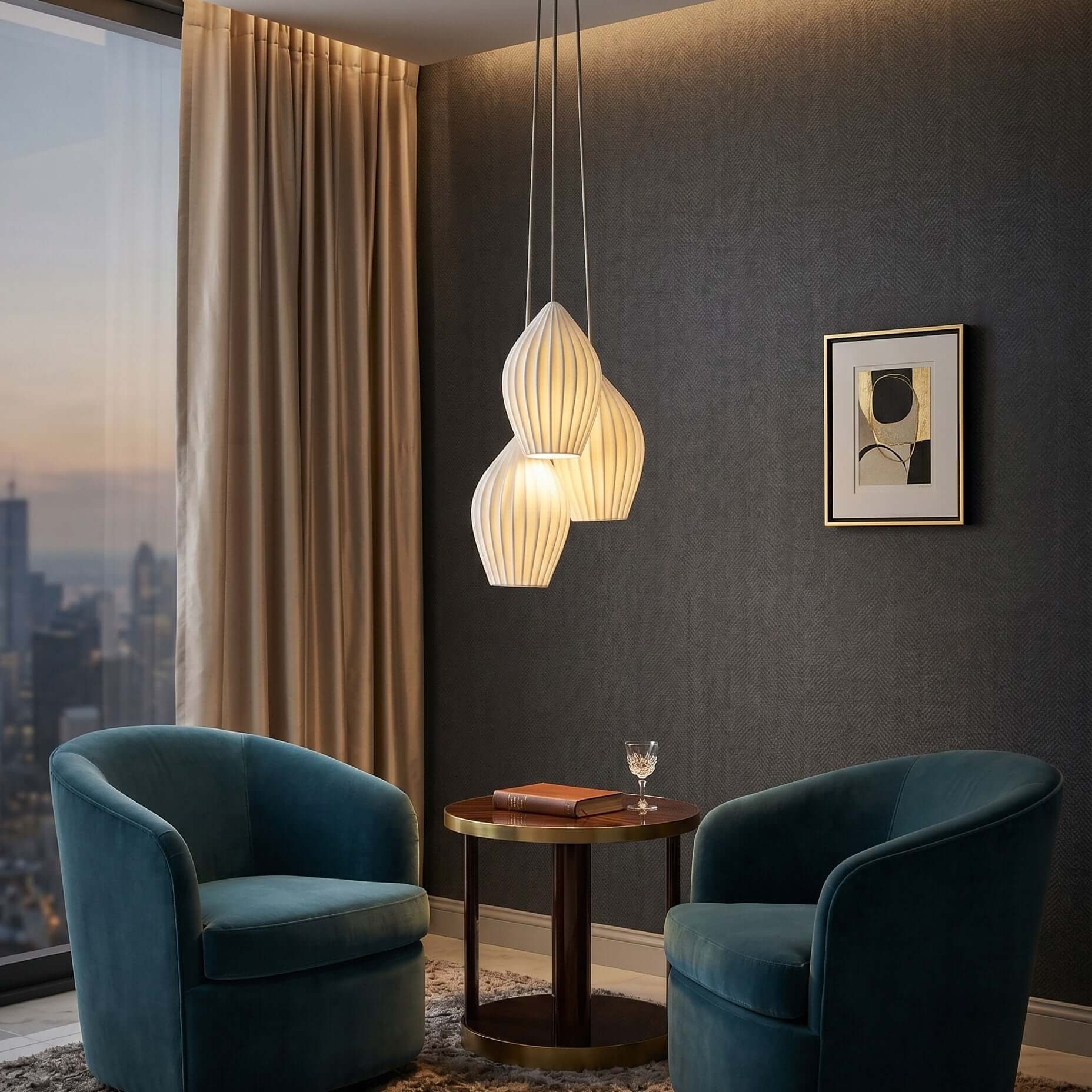 Ceramic Ribbed Pendant light