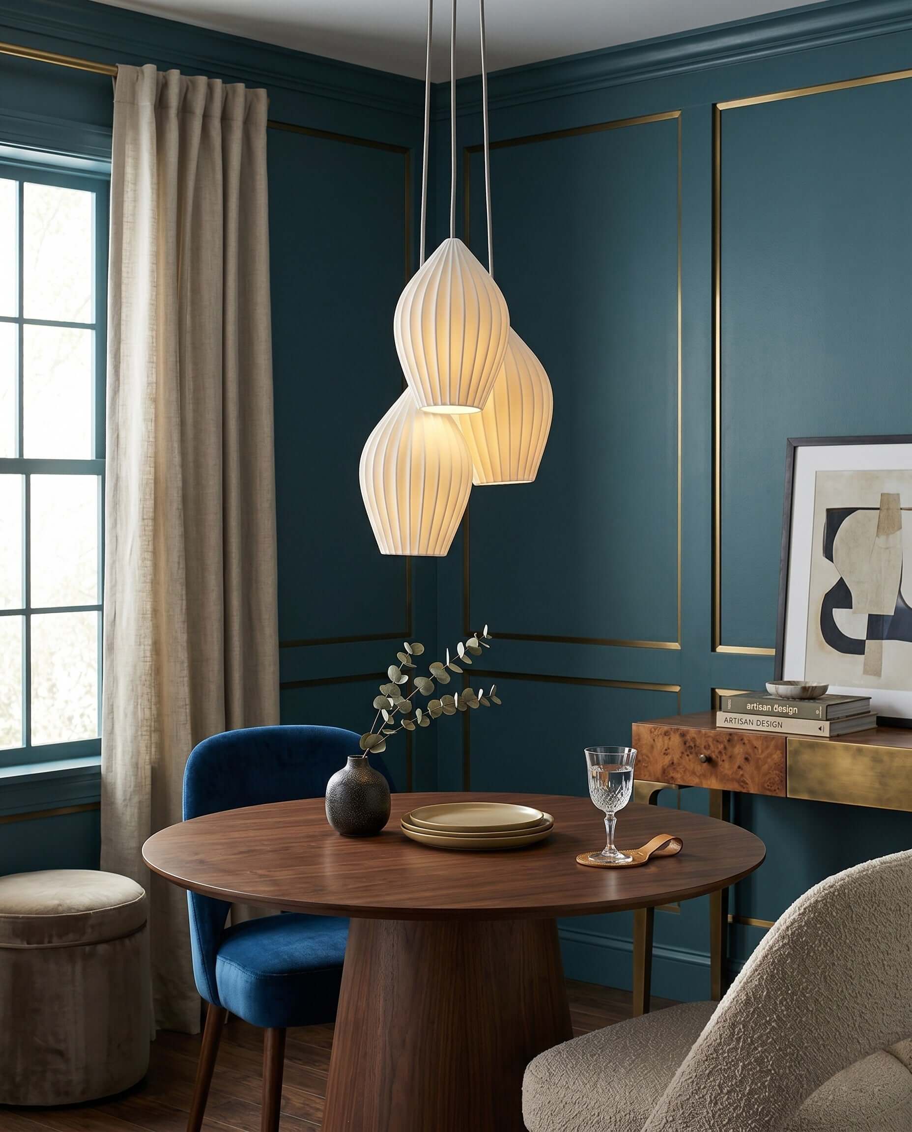 Ceramic Ribbed Pendant light