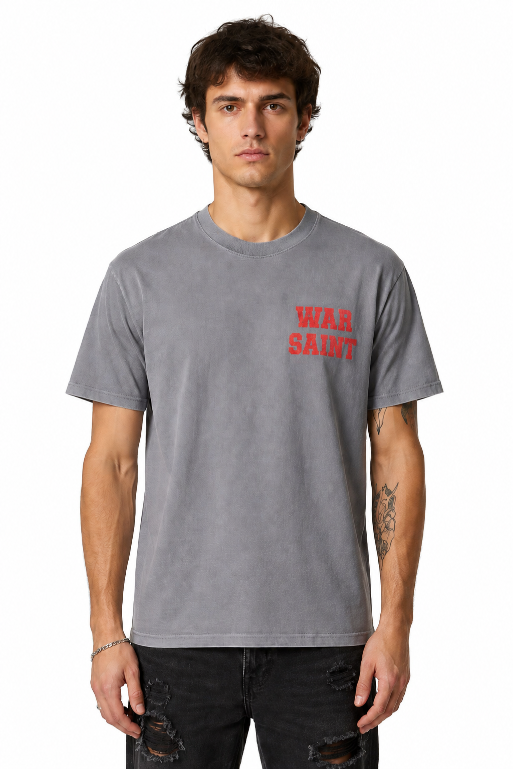 Warsaint Wingspan Tee - Grey/Red