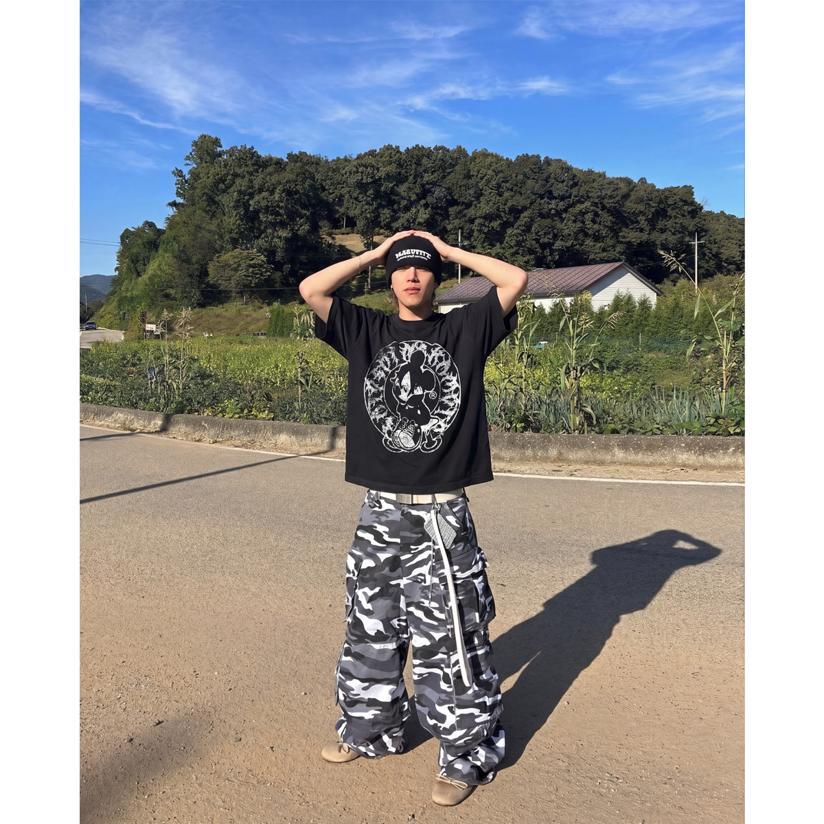 Alone Streetwear Tee Cropped Boxy T-Shirt Y2K 250GSM Summer Black Short Sleeve Crew Neck
