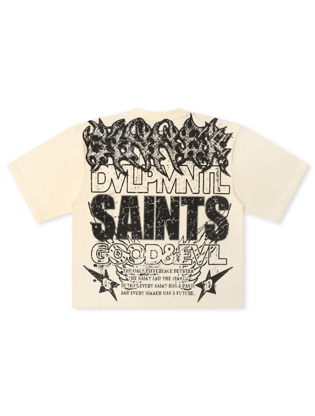 Rebel Denim Developmental Saints Cropped Tee - Cream