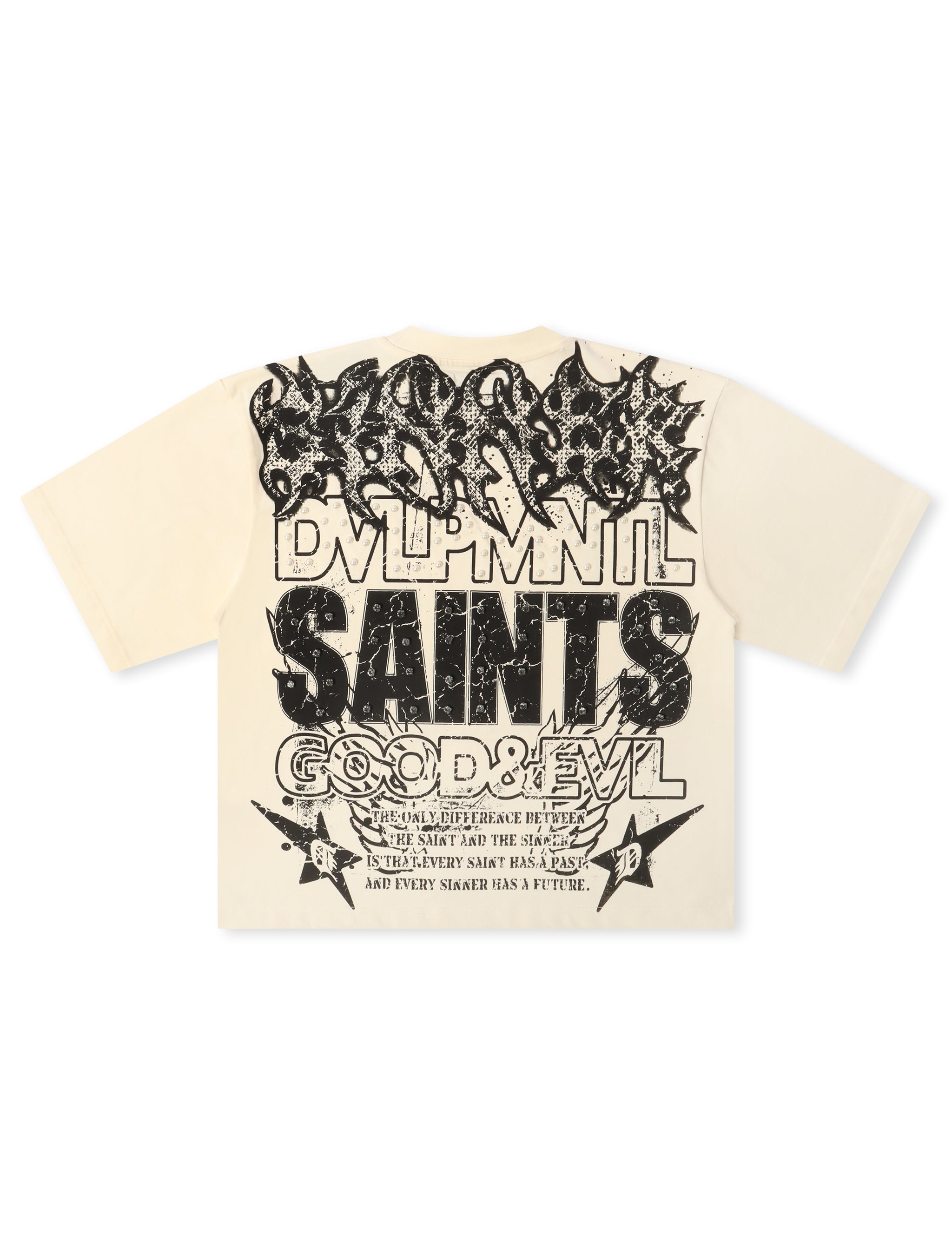 Rebel Denim Developmental Saints Cropped Tee - Cream