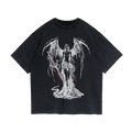 Fallen Angel Garment Dyed Streetwear Tee 260GSM Black Cotton With Faded Raw Hem