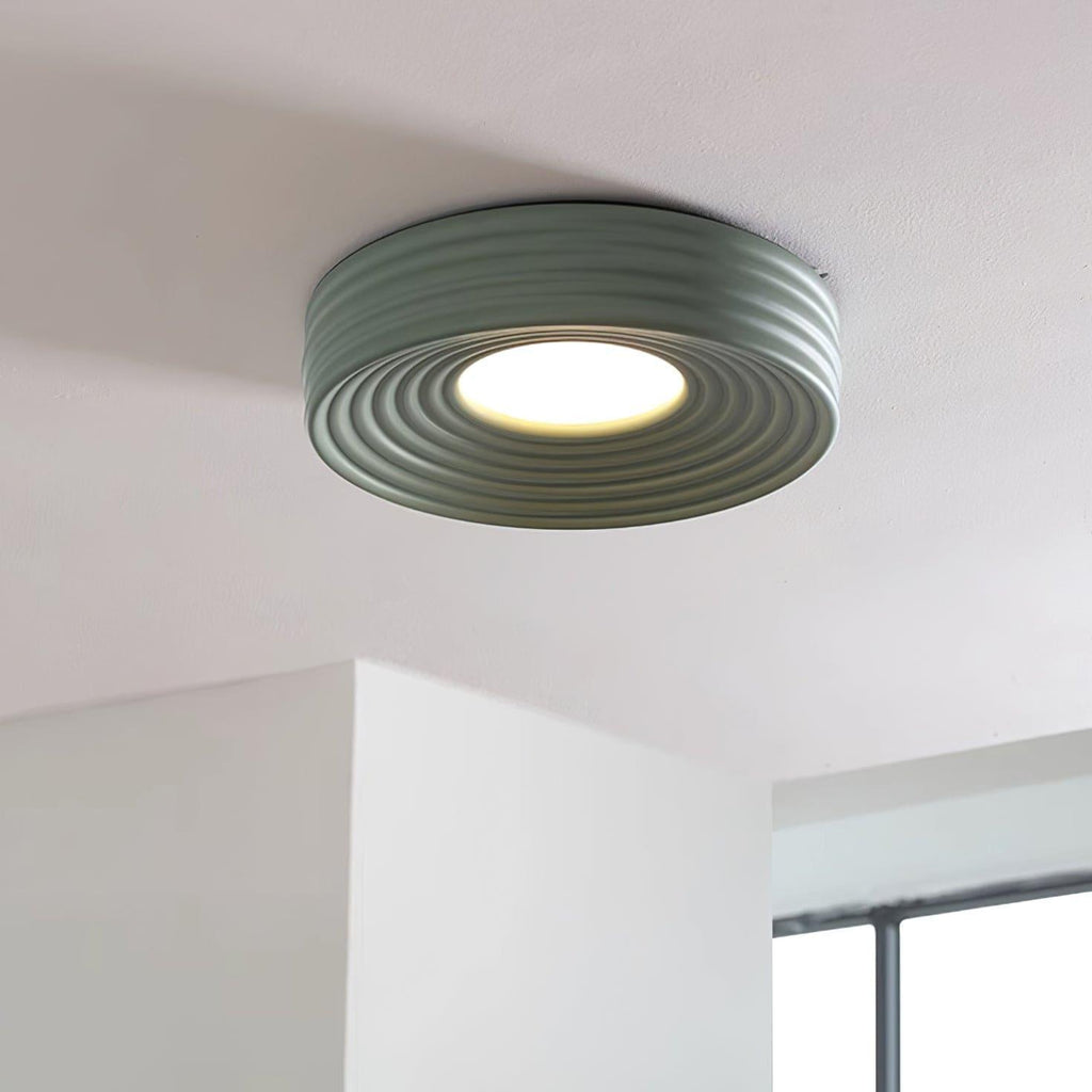Cream Ribbed Ceiling Light
