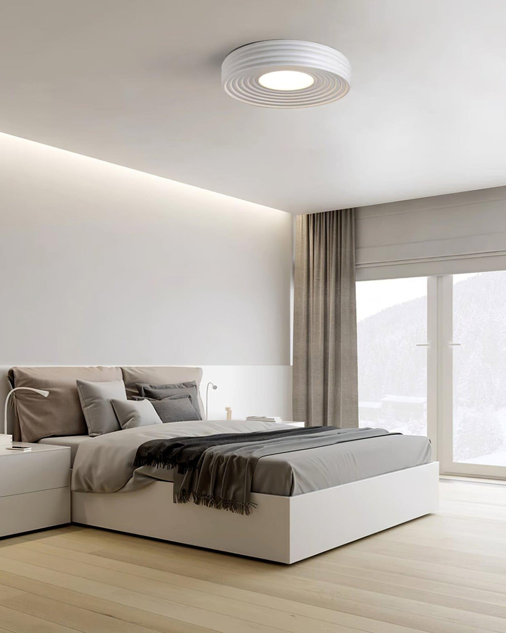 Cream Ribbed Ceiling Light