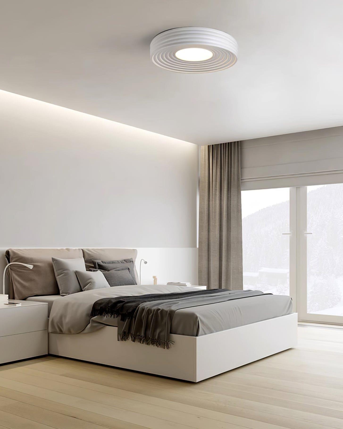 Cream Ribbed Ceiling Light