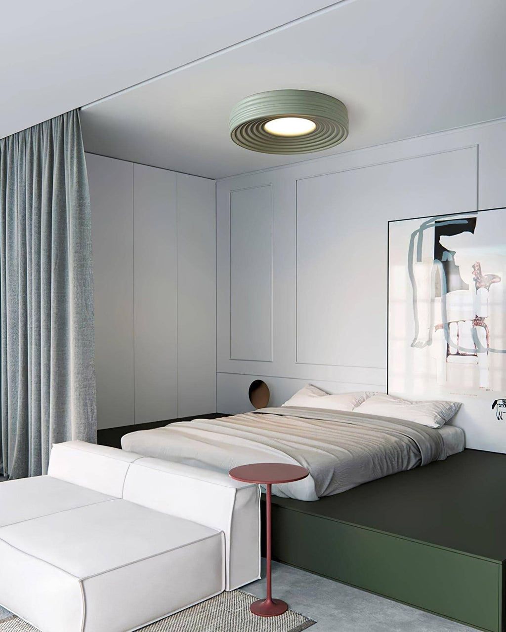 Cream Ribbed Ceiling Light
