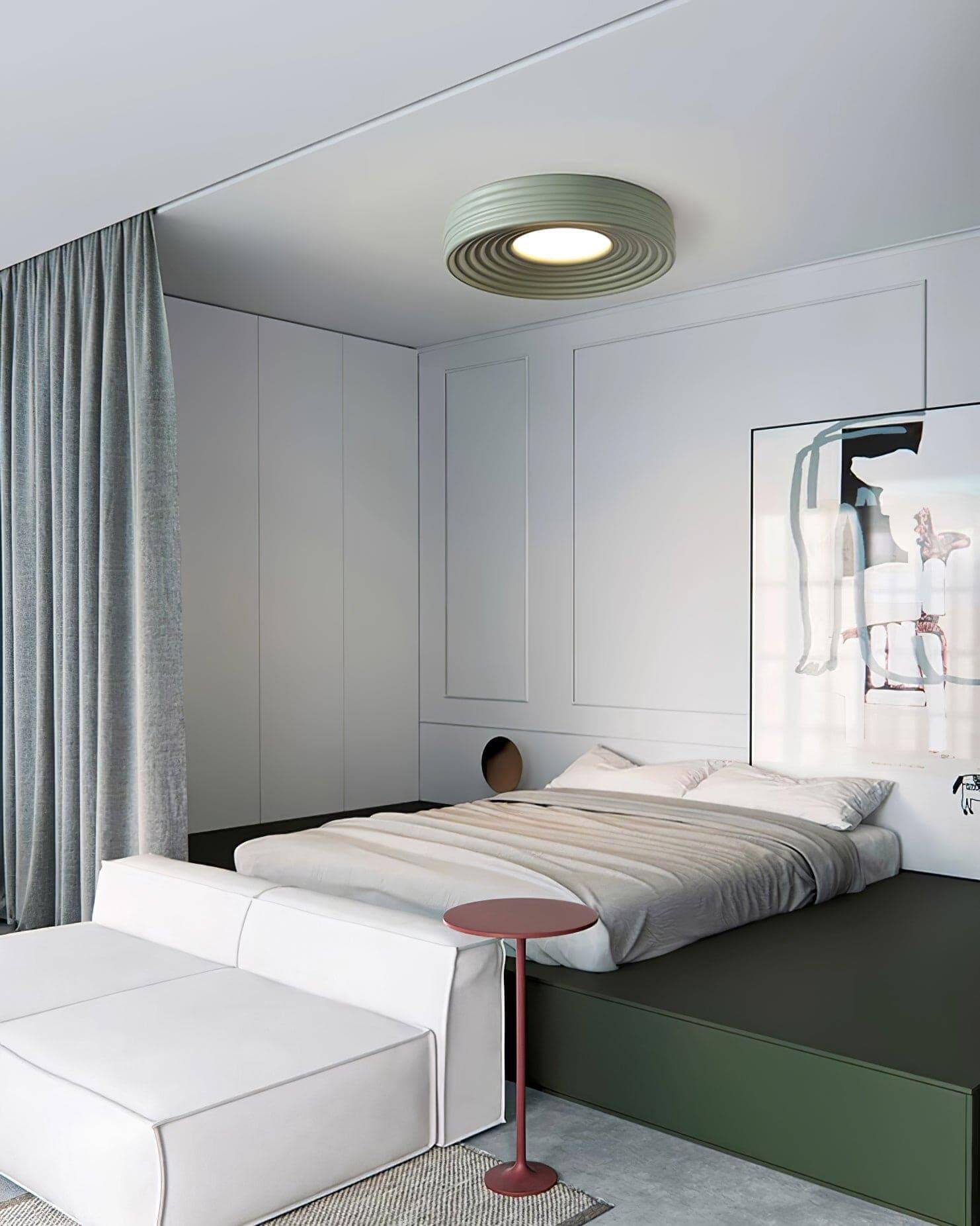 Cream Ribbed Ceiling Light