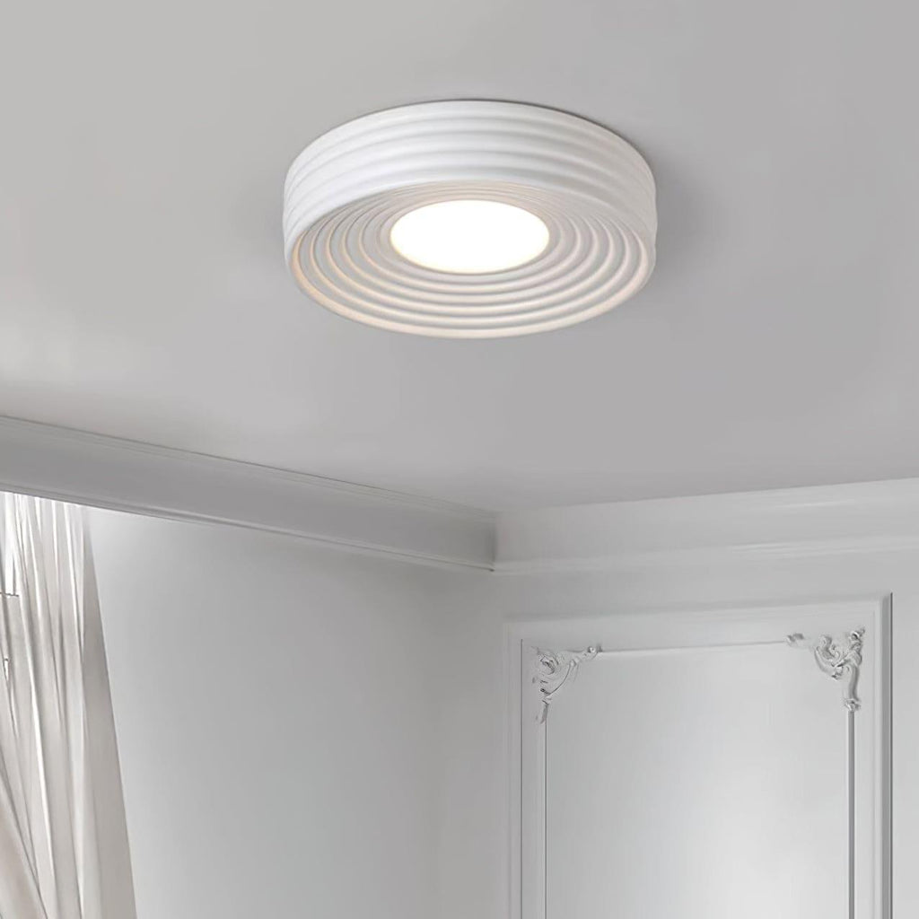 Cream Ribbed Ceiling Light