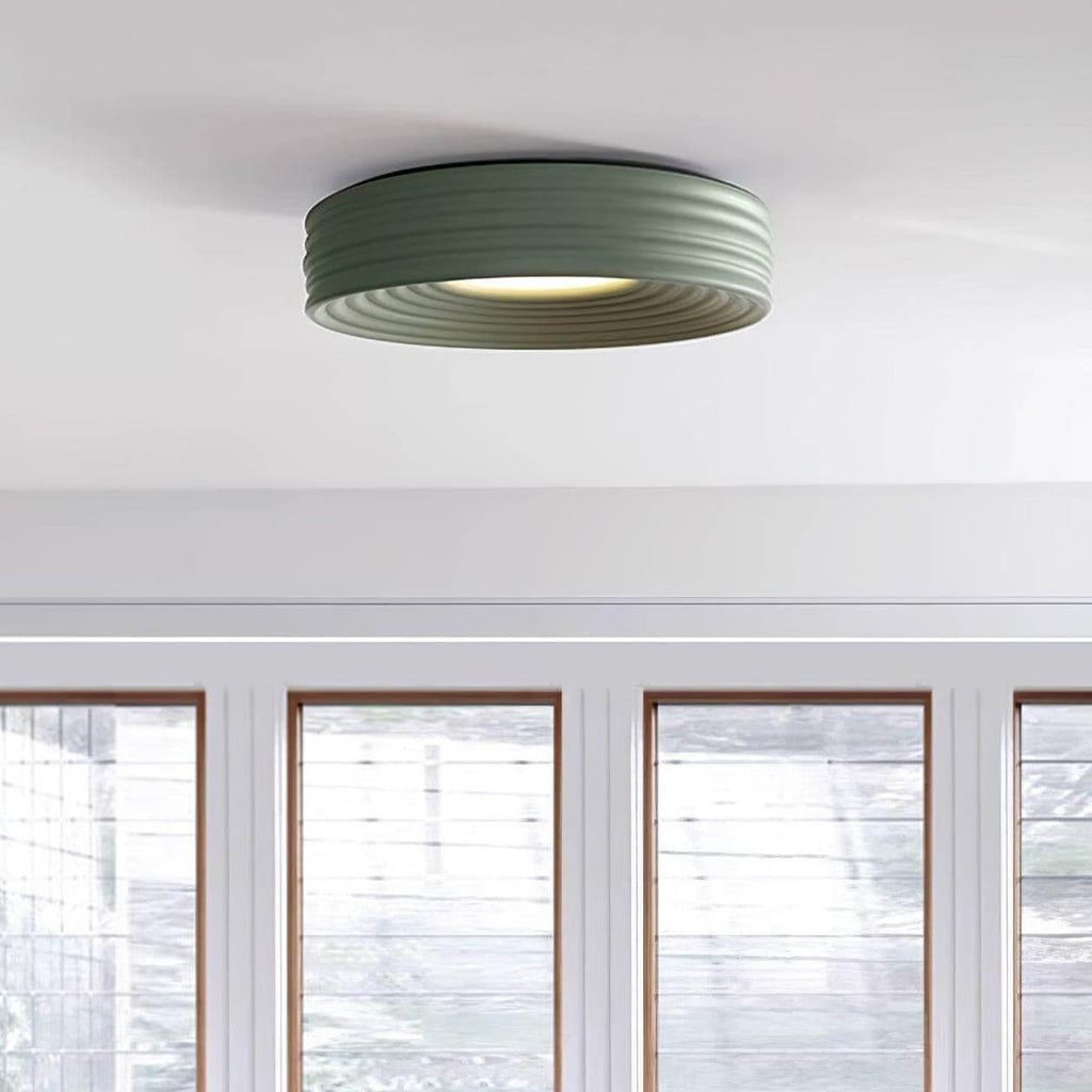 Cream Ribbed Ceiling Light
