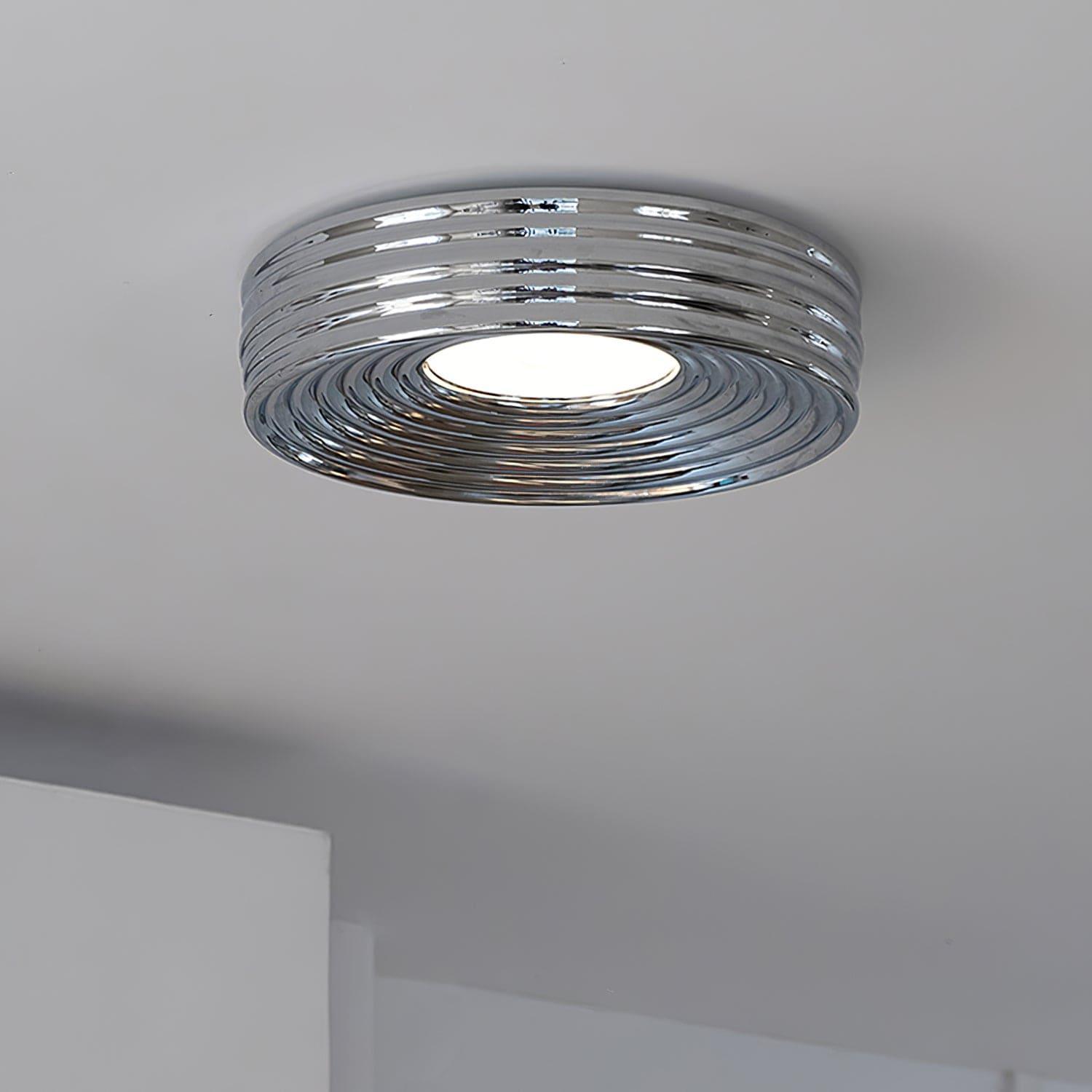 Cream Ribbed Ceiling Light