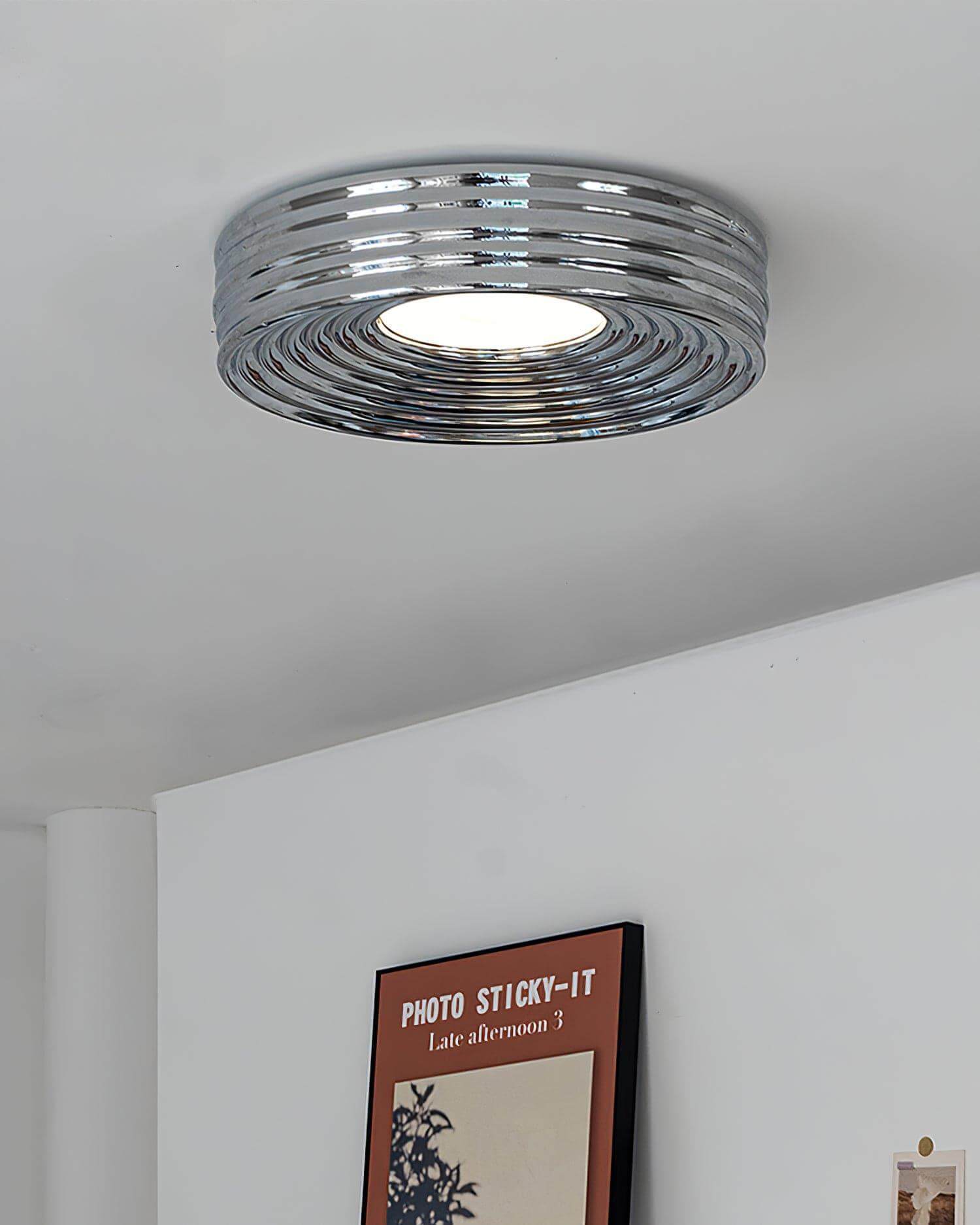 Cream Ribbed Ceiling Light