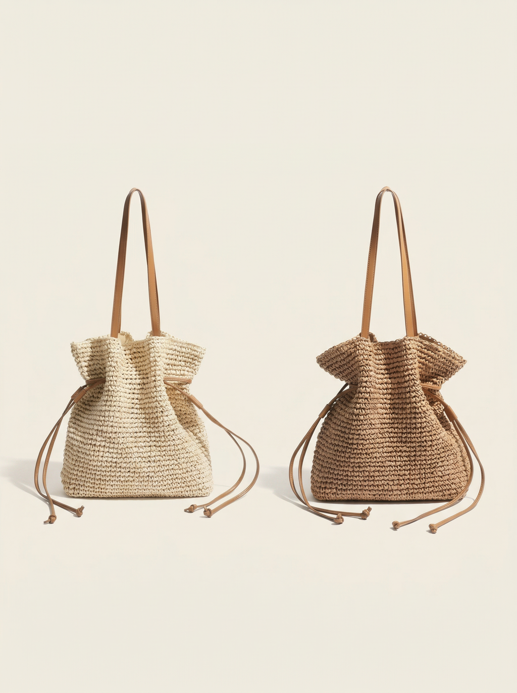 Artisanal Hand-Crocheted Straw Bucket Bag