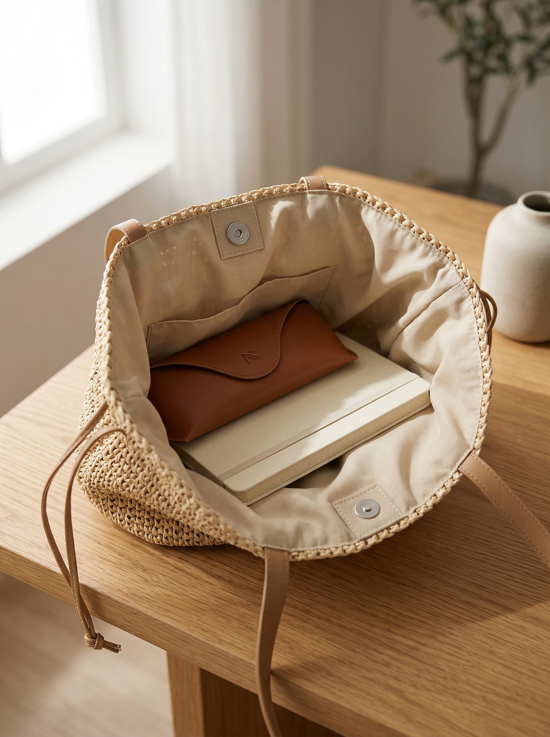 Artisanal Hand-Crocheted Straw Bucket Bag